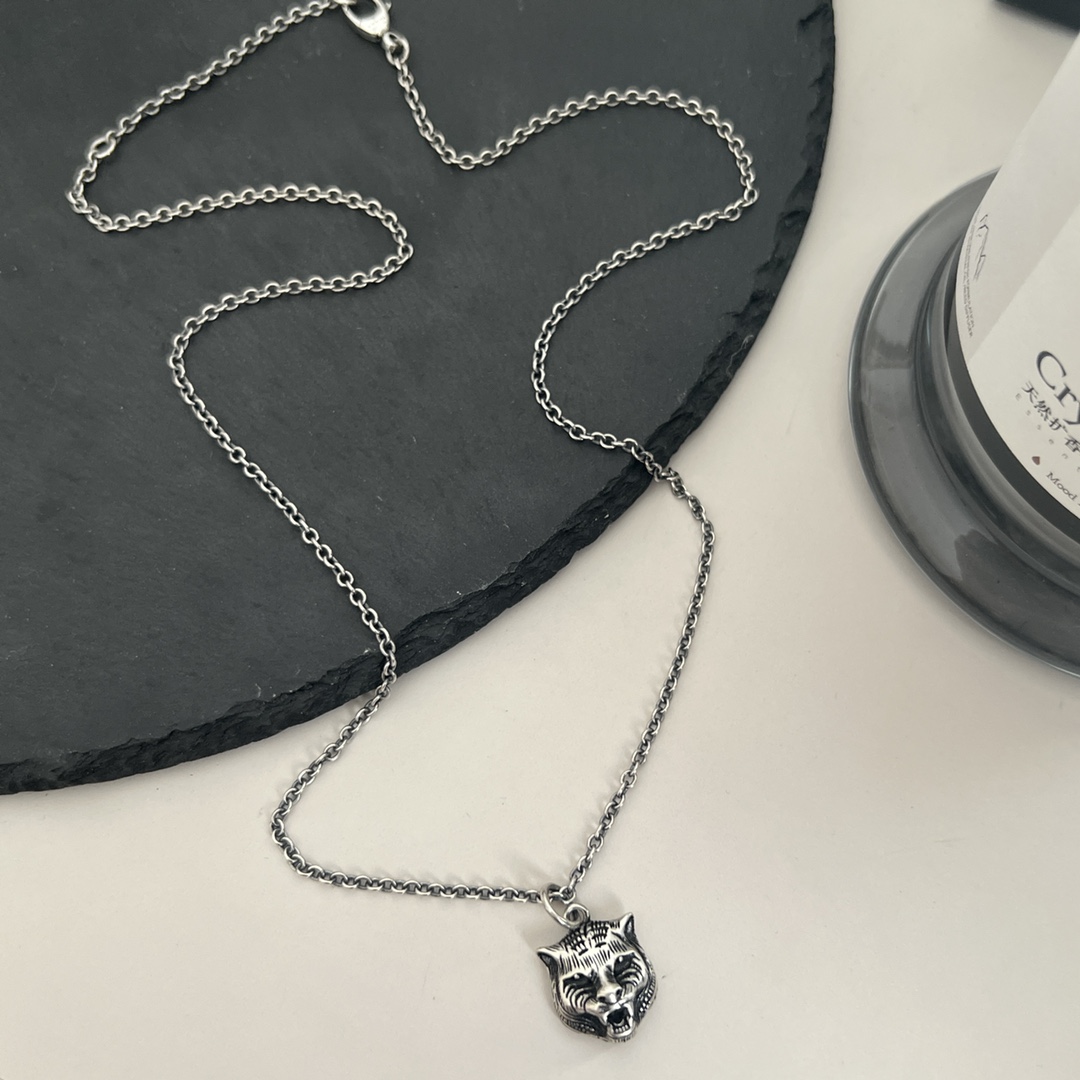 NO:360663,Gucci Gucci 925 sterling silver double G retro tiger head necklace size 60cm, Gucci necklace, gucci, gucci, necklace, pure silver19860909Gucci古驰925纯银双G复古虎头项链 尺寸 60cm,古驰项链,gucci,gucci,necklace,pure silver,Jewelry