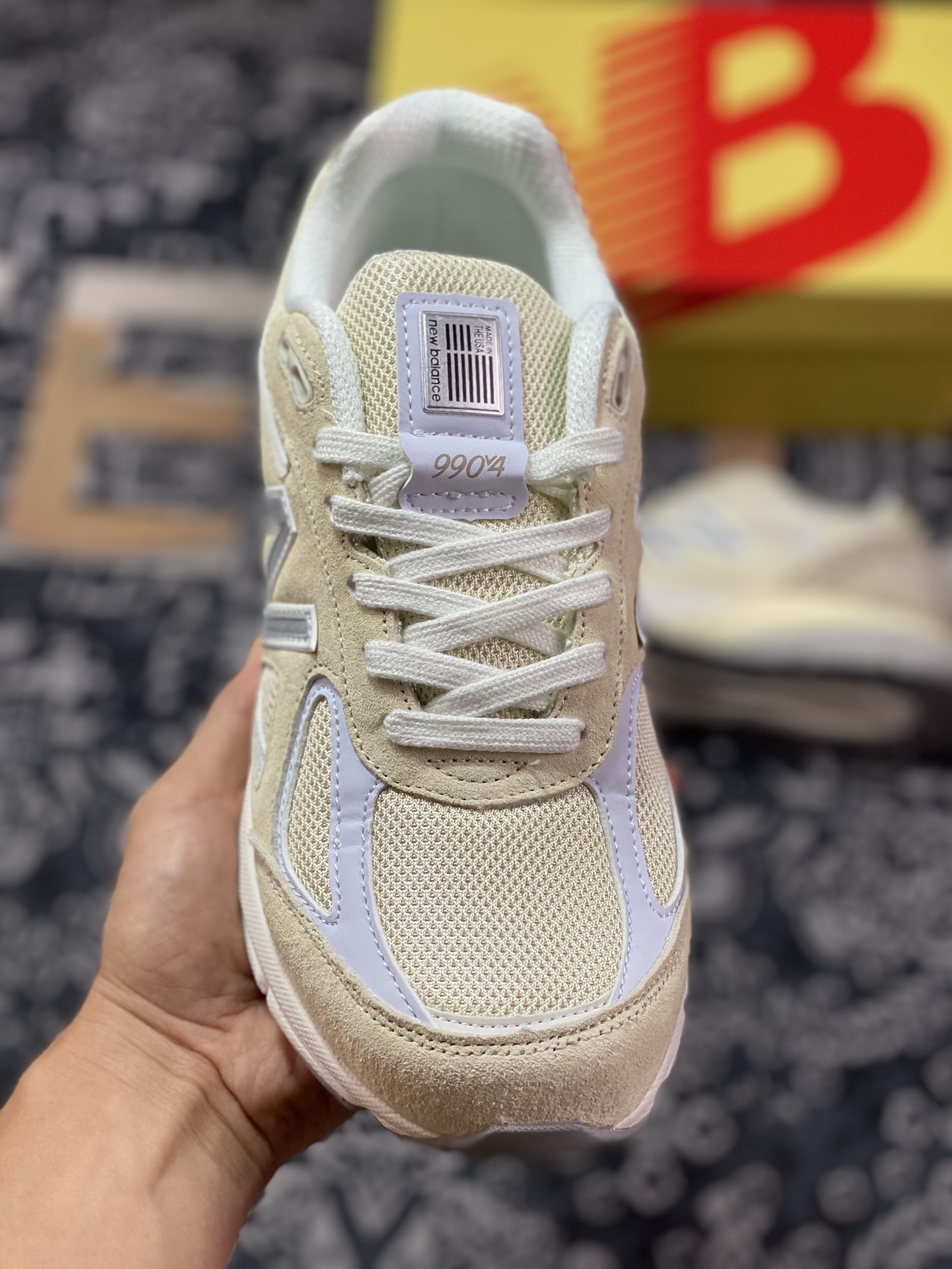 New Balance in USA M990V4 ”Grey Day” series American-made classic retro casual sports all-match dad running shoes ”cream yellow white khaki” U990TE4