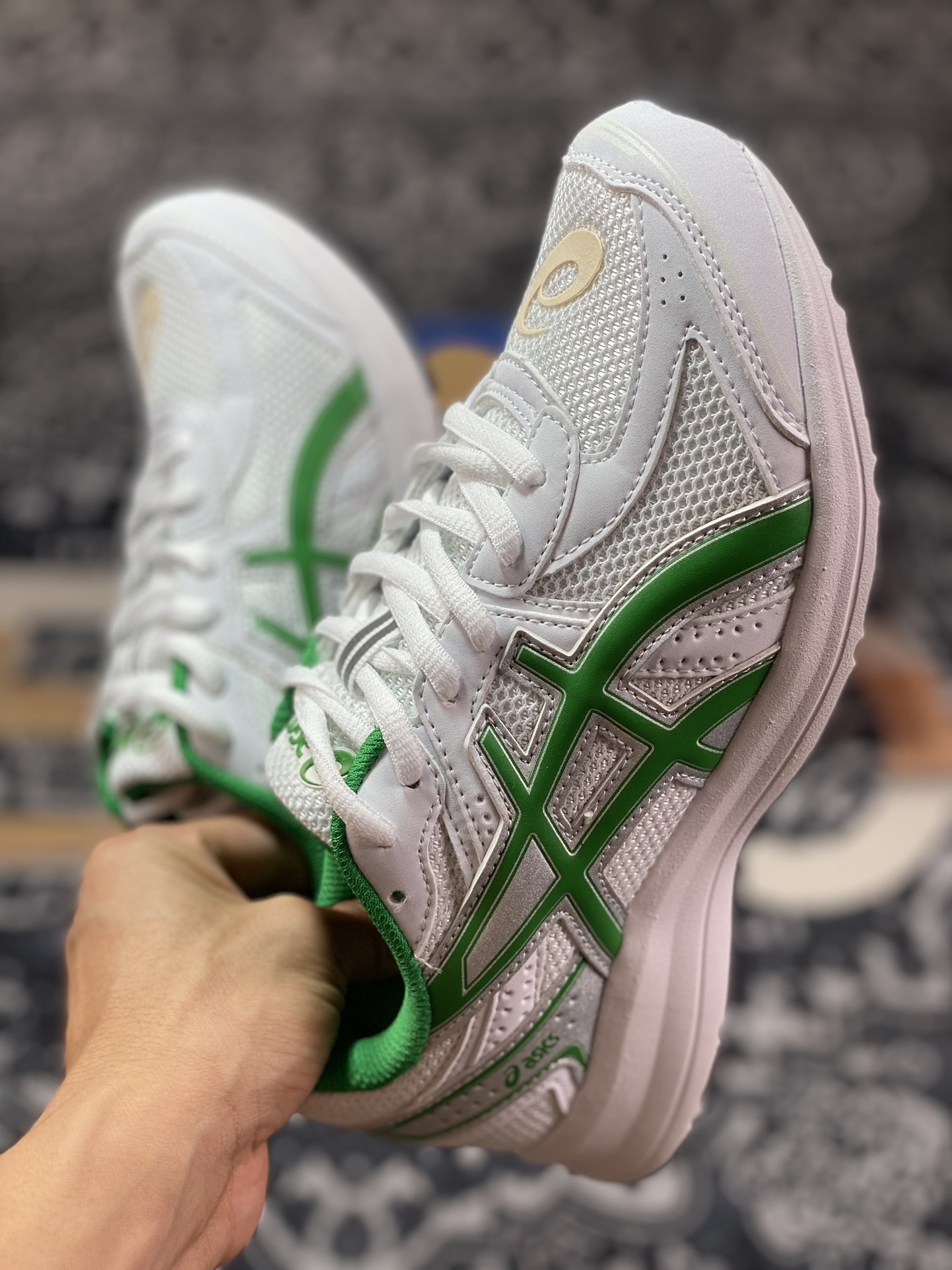 Asics Jog 100s Limited Edition White Green 1201A896-100 Lightweight Low-top Anti-slip Running Shoes