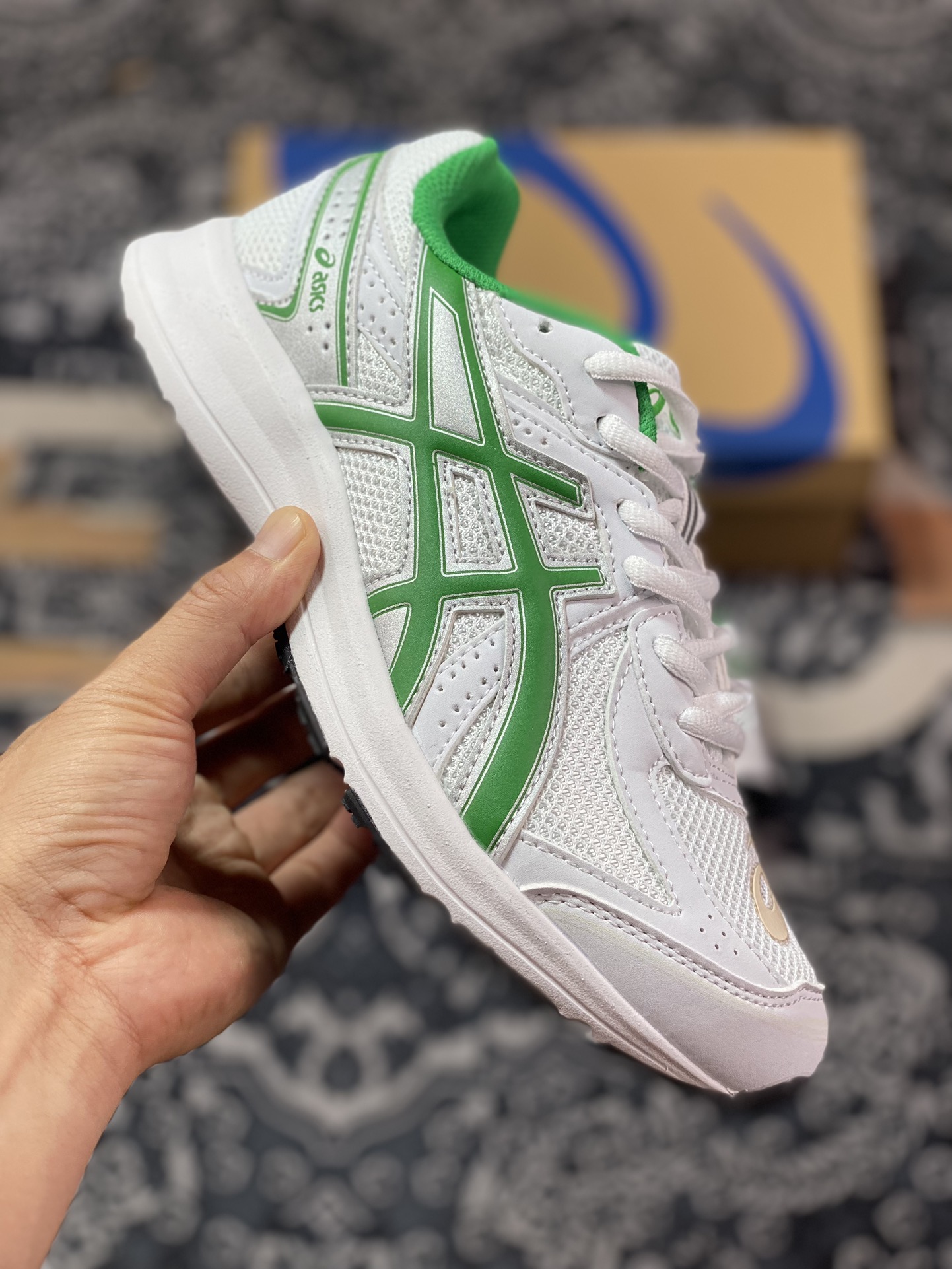 Asics Jog 100s Limited Edition White Green 1201A896-100 Lightweight Low-top Anti-slip Running Shoes