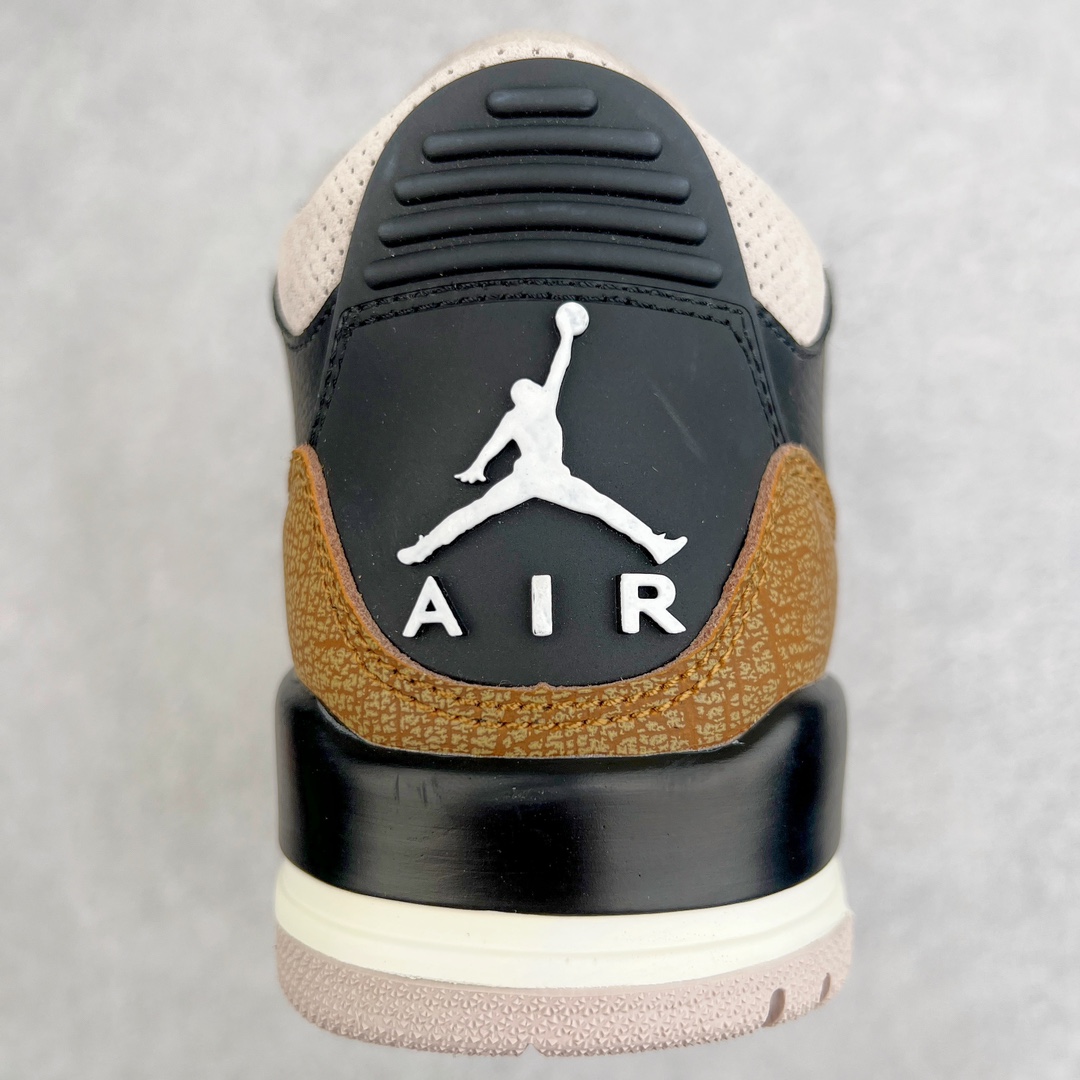 图片[8]-💰130 ＃PB版 福利特价‼Air Jordan AJ3 Retro 黑棕 CT8532-008 市场中端王者 全套原纸板楦头开发 原厂大底磨具加持立体防滑纹理 原装可视Air Sole气垫 原汁原味最完美的三代版型 唯一正确鞋头趴度弧度高度鞋身腰线 此版本只针对中端市场 皮料材质有所更替 其他数据细节工艺流程均保持一致 绝不口嗨 细节品控鞋型随意秒杀市面3XX 4XX 原厂TPU后跟饰片 正确内里反口里网布 皮料菱角分明不变形无多余毛边 正确手工大底描漆拉丝 市场唯一原厂鞋扣模具 原厂织唛标 原厂飞人电绣工艺 尾指中部跳三针 独家绑鞋带手法 印刷中底布 四线拉帮 米色美纹纸贴合固定 进口港宝加持 后跟自然饱满 全鞋荧光划线卡点 追求极致完美 每一双都是工艺品 多重QC质检 超越公司货的品控标准 实实在在的免检产品 尺码：40 40.5 41 42 42.5 43 44 44.5 45 45.5 46 47.5 编码：by2936000-运动鞋