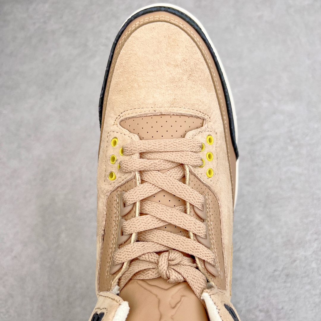 图片[4]-＃PB福利特价 Air Jordan AJ3 Retro 市场中端王者 全套原纸板楦头开发 原厂大底磨具加持立体防滑纹理 原装可视Air Sole气垫 原汁原味最完美的三代版型 唯一正确鞋头趴度弧度高度鞋身腰线 此版本只针对中端市场 皮料材质有所更替 其他数据细节工艺流程均保持一致 绝不口嗨 细节品控鞋型随意秒杀市面3XX 4XX 原厂TPU后跟饰片 正确内里反口里网布 皮料菱角分明不变形无多余毛边 正确手工大底描漆拉丝 市场唯一原厂鞋扣模具 原厂织唛标 原厂飞人电绣工艺 尾指中部跳三针 独家绑鞋带手法 印刷中底布 四线拉帮 米色美纹纸贴合固定 进口港宝加持 后跟自然饱满 全鞋荧光划线卡点 追求极致完美 每一双都是工艺品 多重QC质检 超越公司货的品控标准 实实在在的免检产品 尺码：40 40.5 41 42 42.5 43 44 44.5 45 45.5 46 47.5-选品中心