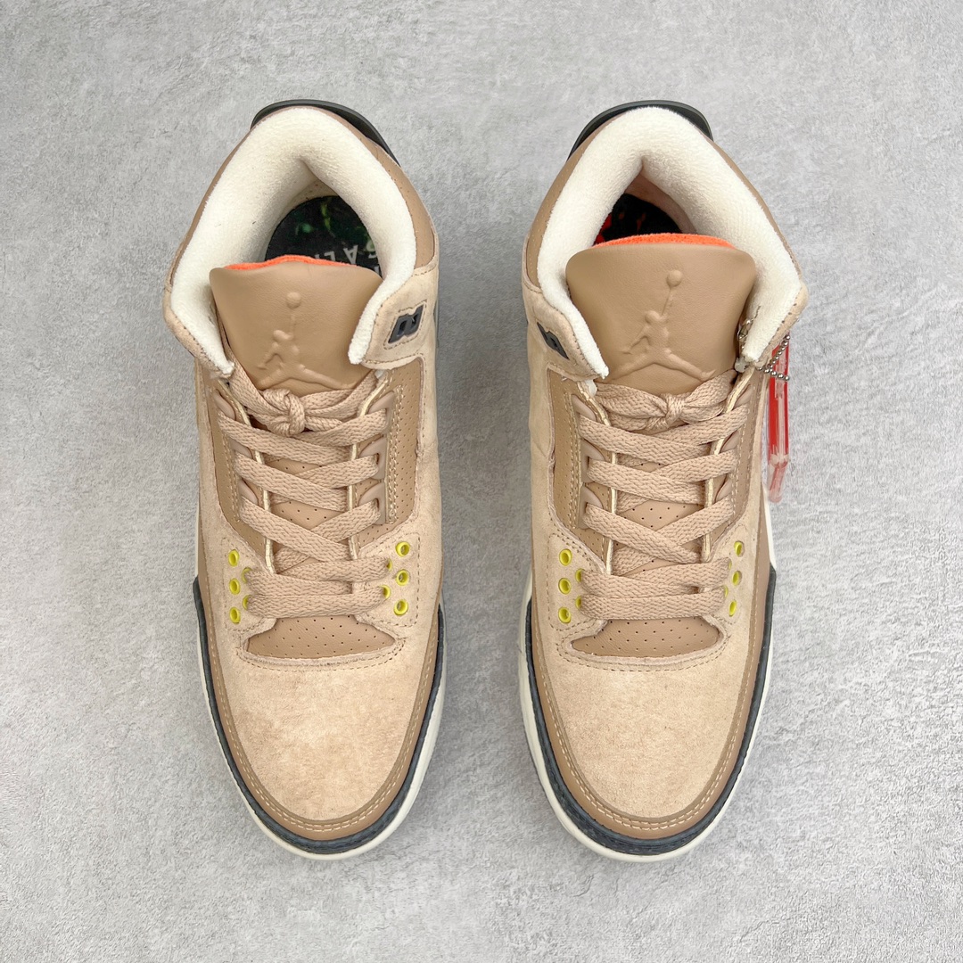 图片[2]-＃PB福利特价 Air Jordan AJ3 Retro 市场中端王者 全套原纸板楦头开发 原厂大底磨具加持立体防滑纹理 原装可视Air Sole气垫 原汁原味最完美的三代版型 唯一正确鞋头趴度弧度高度鞋身腰线 此版本只针对中端市场 皮料材质有所更替 其他数据细节工艺流程均保持一致 绝不口嗨 细节品控鞋型随意秒杀市面3XX 4XX 原厂TPU后跟饰片 正确内里反口里网布 皮料菱角分明不变形无多余毛边 正确手工大底描漆拉丝 市场唯一原厂鞋扣模具 原厂织唛标 原厂飞人电绣工艺 尾指中部跳三针 独家绑鞋带手法 印刷中底布 四线拉帮 米色美纹纸贴合固定 进口港宝加持 后跟自然饱满 全鞋荧光划线卡点 追求极致完美 每一双都是工艺品 多重QC质检 超越公司货的品控标准 实实在在的免检产品 尺码：40 40.5 41 42 42.5 43 44 44.5 45 45.5 46 47.5-选品中心