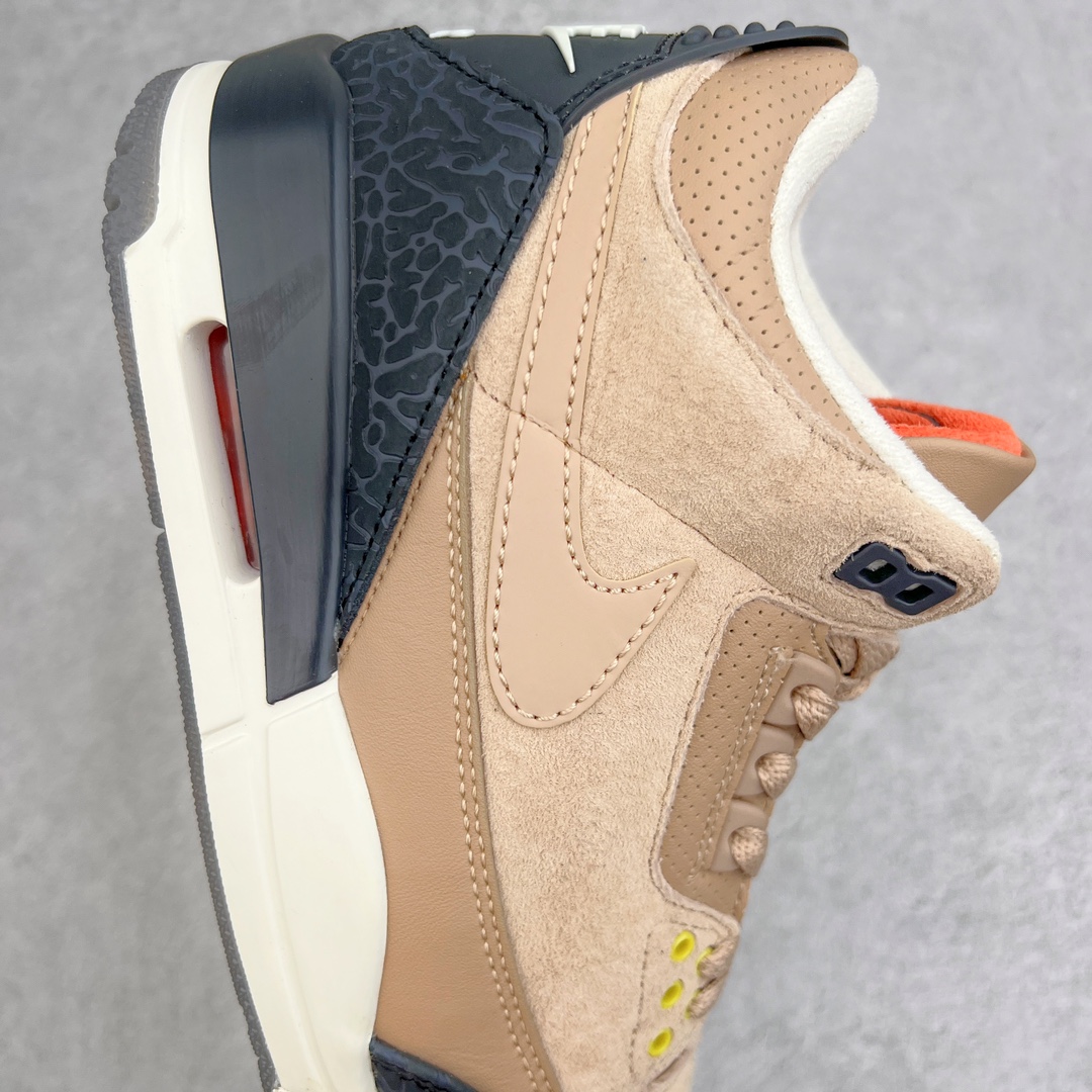 图片[6]-＃PB福利特价 Air Jordan AJ3 Retro 市场中端王者 全套原纸板楦头开发 原厂大底磨具加持立体防滑纹理 原装可视Air Sole气垫 原汁原味最完美的三代版型 唯一正确鞋头趴度弧度高度鞋身腰线 此版本只针对中端市场 皮料材质有所更替 其他数据细节工艺流程均保持一致 绝不口嗨 细节品控鞋型随意秒杀市面3XX 4XX 原厂TPU后跟饰片 正确内里反口里网布 皮料菱角分明不变形无多余毛边 正确手工大底描漆拉丝 市场唯一原厂鞋扣模具 原厂织唛标 原厂飞人电绣工艺 尾指中部跳三针 独家绑鞋带手法 印刷中底布 四线拉帮 米色美纹纸贴合固定 进口港宝加持 后跟自然饱满 全鞋荧光划线卡点 追求极致完美 每一双都是工艺品 多重QC质检 超越公司货的品控标准 实实在在的免检产品 尺码：40 40.5 41 42 42.5 43 44 44.5 45 45.5 46 47.5-选品中心
