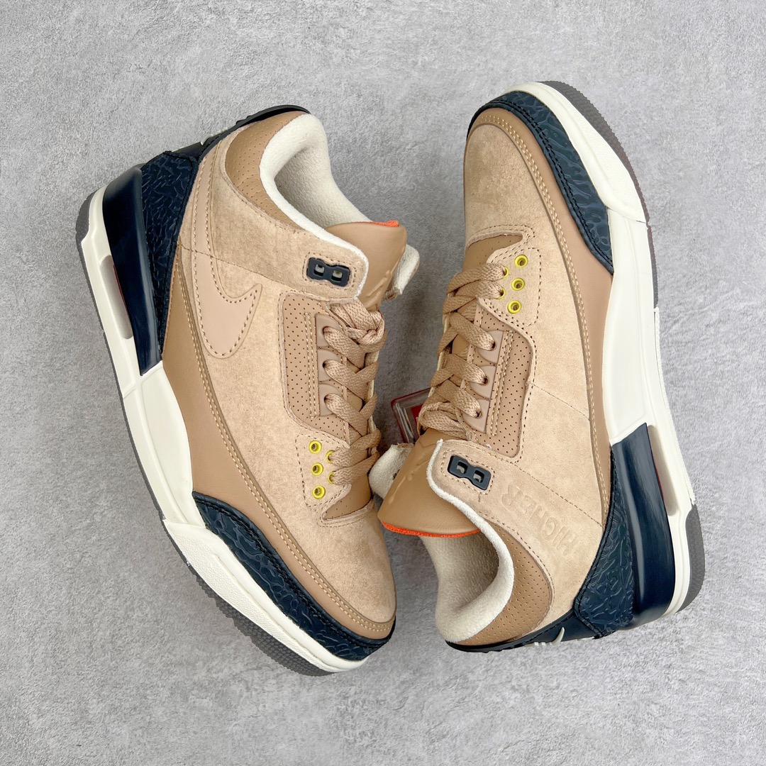 图片[3]-＃PB福利特价 Air Jordan AJ3 Retro 市场中端王者 全套原纸板楦头开发 原厂大底磨具加持立体防滑纹理 原装可视Air Sole气垫 原汁原味最完美的三代版型 唯一正确鞋头趴度弧度高度鞋身腰线 此版本只针对中端市场 皮料材质有所更替 其他数据细节工艺流程均保持一致 绝不口嗨 细节品控鞋型随意秒杀市面3XX 4XX 原厂TPU后跟饰片 正确内里反口里网布 皮料菱角分明不变形无多余毛边 正确手工大底描漆拉丝 市场唯一原厂鞋扣模具 原厂织唛标 原厂飞人电绣工艺 尾指中部跳三针 独家绑鞋带手法 印刷中底布 四线拉帮 米色美纹纸贴合固定 进口港宝加持 后跟自然饱满 全鞋荧光划线卡点 追求极致完美 每一双都是工艺品 多重QC质检 超越公司货的品控标准 实实在在的免检产品 尺码：40 40.5 41 42 42.5 43 44 44.5 45 45.5 46 47.5-选品中心