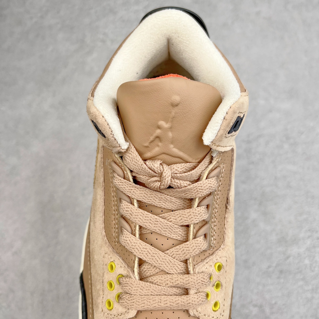 图片[5]-＃PB福利特价 Air Jordan AJ3 Retro 市场中端王者 全套原纸板楦头开发 原厂大底磨具加持立体防滑纹理 原装可视Air Sole气垫 原汁原味最完美的三代版型 唯一正确鞋头趴度弧度高度鞋身腰线 此版本只针对中端市场 皮料材质有所更替 其他数据细节工艺流程均保持一致 绝不口嗨 细节品控鞋型随意秒杀市面3XX 4XX 原厂TPU后跟饰片 正确内里反口里网布 皮料菱角分明不变形无多余毛边 正确手工大底描漆拉丝 市场唯一原厂鞋扣模具 原厂织唛标 原厂飞人电绣工艺 尾指中部跳三针 独家绑鞋带手法 印刷中底布 四线拉帮 米色美纹纸贴合固定 进口港宝加持 后跟自然饱满 全鞋荧光划线卡点 追求极致完美 每一双都是工艺品 多重QC质检 超越公司货的品控标准 实实在在的免检产品 尺码：40 40.5 41 42 42.5 43 44 44.5 45 45.5 46 47.5-选品中心