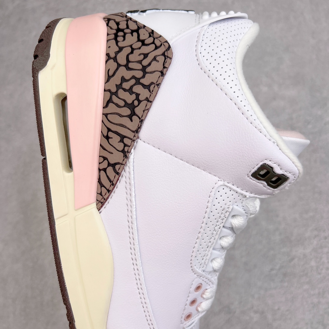 图片[6]-＃PB福利特价 Air Jordan AJ3 Retro 市场中端王者 全套原纸板楦头开发 原厂大底磨具加持立体防滑纹理 原装可视Air Sole气垫 原汁原味最完美的三代版型 唯一正确鞋头趴度弧度高度鞋身腰线 此版本只针对中端市场 皮料材质有所更替 其他数据细节工艺流程均保持一致 绝不口嗨 细节品控鞋型随意秒杀市面3XX 4XX 原厂TPU后跟饰片 正确内里反口里网布 皮料菱角分明不变形无多余毛边 正确手工大底描漆拉丝 市场唯一原厂鞋扣模具 原厂织唛标 原厂飞人电绣工艺 尾指中部跳三针 独家绑鞋带手法 印刷中底布 四线拉帮 米色美纹纸贴合固定 进口港宝加持 后跟自然饱满 全鞋荧光划线卡点 追求极致完美 每一双都是工艺品 多重QC质检 超越公司货的品控标准 实实在在的免检产品 尺码：40 40.5 41 42 42.5 43 44 44.5 45 45.5 46 47.5-选品中心