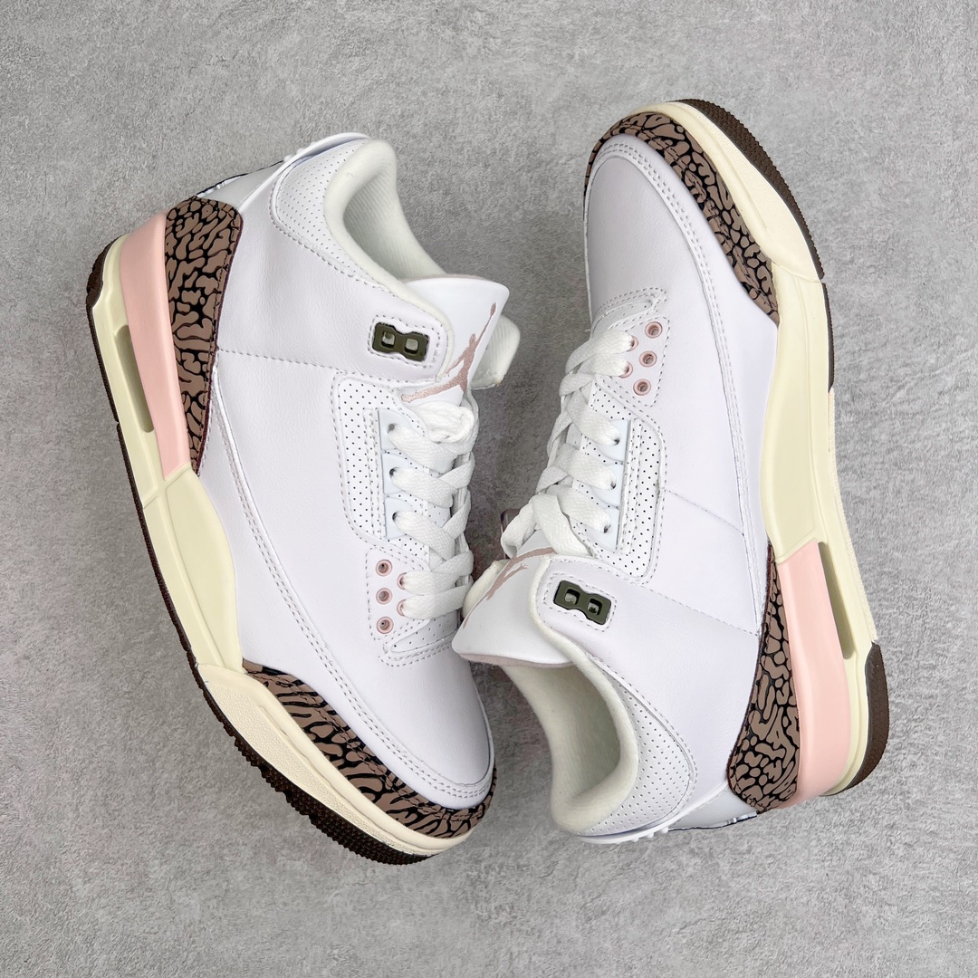 图片[3]-＃PB福利特价 Air Jordan AJ3 Retro 市场中端王者 全套原纸板楦头开发 原厂大底磨具加持立体防滑纹理 原装可视Air Sole气垫 原汁原味最完美的三代版型 唯一正确鞋头趴度弧度高度鞋身腰线 此版本只针对中端市场 皮料材质有所更替 其他数据细节工艺流程均保持一致 绝不口嗨 细节品控鞋型随意秒杀市面3XX 4XX 原厂TPU后跟饰片 正确内里反口里网布 皮料菱角分明不变形无多余毛边 正确手工大底描漆拉丝 市场唯一原厂鞋扣模具 原厂织唛标 原厂飞人电绣工艺 尾指中部跳三针 独家绑鞋带手法 印刷中底布 四线拉帮 米色美纹纸贴合固定 进口港宝加持 后跟自然饱满 全鞋荧光划线卡点 追求极致完美 每一双都是工艺品 多重QC质检 超越公司货的品控标准 实实在在的免检产品 尺码：40 40.5 41 42 42.5 43 44 44.5 45 45.5 46 47.5-选品中心