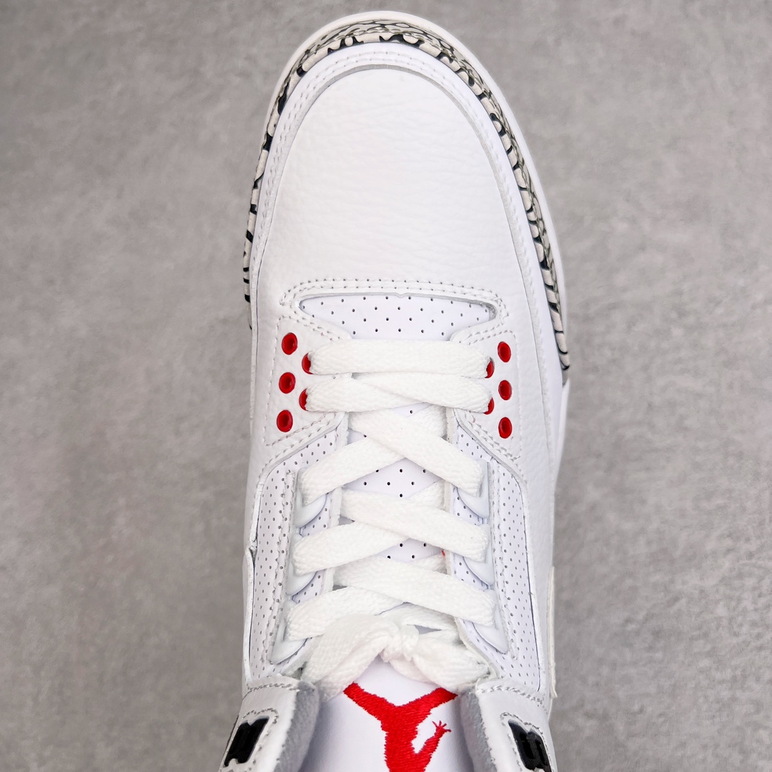 图片[4]-＃PB福利特价 Air Jordan AJ3 Retro 市场中端王者 全套原纸板楦头开发 原厂大底磨具加持立体防滑纹理 原装可视Air Sole气垫 原汁原味最完美的三代版型 唯一正确鞋头趴度弧度高度鞋身腰线 此版本只针对中端市场 皮料材质有所更替 其他数据细节工艺流程均保持一致 绝不口嗨 细节品控鞋型随意秒杀市面3XX 4XX 原厂TPU后跟饰片 正确内里反口里网布 皮料菱角分明不变形无多余毛边 正确手工大底描漆拉丝 市场唯一原厂鞋扣模具 原厂织唛标 原厂飞人电绣工艺 尾指中部跳三针 独家绑鞋带手法 印刷中底布 四线拉帮 米色美纹纸贴合固定 进口港宝加持 后跟自然饱满 全鞋荧光划线卡点 追求极致完美 每一双都是工艺品 多重QC质检 超越公司货的品控标准 实实在在的免检产品 尺码：40 40.5 41 42 42.5 43 44 44.5 45 45.5 46 47.5-选品中心