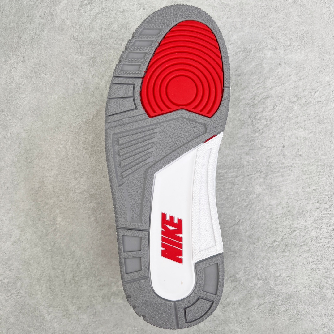 图片[9]-＃PB福利特价 Air Jordan AJ3 Retro 市场中端王者 全套原纸板楦头开发 原厂大底磨具加持立体防滑纹理 原装可视Air Sole气垫 原汁原味最完美的三代版型 唯一正确鞋头趴度弧度高度鞋身腰线 此版本只针对中端市场 皮料材质有所更替 其他数据细节工艺流程均保持一致 绝不口嗨 细节品控鞋型随意秒杀市面3XX 4XX 原厂TPU后跟饰片 正确内里反口里网布 皮料菱角分明不变形无多余毛边 正确手工大底描漆拉丝 市场唯一原厂鞋扣模具 原厂织唛标 原厂飞人电绣工艺 尾指中部跳三针 独家绑鞋带手法 印刷中底布 四线拉帮 米色美纹纸贴合固定 进口港宝加持 后跟自然饱满 全鞋荧光划线卡点 追求极致完美 每一双都是工艺品 多重QC质检 超越公司货的品控标准 实实在在的免检产品 尺码：40 40.5 41 42 42.5 43 44 44.5 45 45.5 46 47.5-选品中心