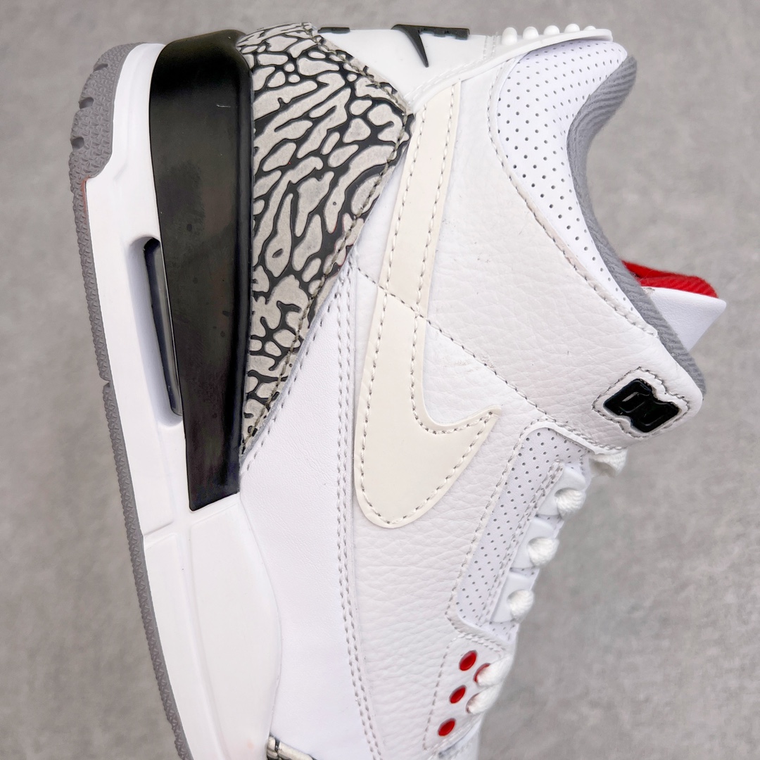 图片[6]-＃PB福利特价 Air Jordan AJ3 Retro 市场中端王者 全套原纸板楦头开发 原厂大底磨具加持立体防滑纹理 原装可视Air Sole气垫 原汁原味最完美的三代版型 唯一正确鞋头趴度弧度高度鞋身腰线 此版本只针对中端市场 皮料材质有所更替 其他数据细节工艺流程均保持一致 绝不口嗨 细节品控鞋型随意秒杀市面3XX 4XX 原厂TPU后跟饰片 正确内里反口里网布 皮料菱角分明不变形无多余毛边 正确手工大底描漆拉丝 市场唯一原厂鞋扣模具 原厂织唛标 原厂飞人电绣工艺 尾指中部跳三针 独家绑鞋带手法 印刷中底布 四线拉帮 米色美纹纸贴合固定 进口港宝加持 后跟自然饱满 全鞋荧光划线卡点 追求极致完美 每一双都是工艺品 多重QC质检 超越公司货的品控标准 实实在在的免检产品 尺码：40 40.5 41 42 42.5 43 44 44.5 45 45.5 46 47.5-选品中心