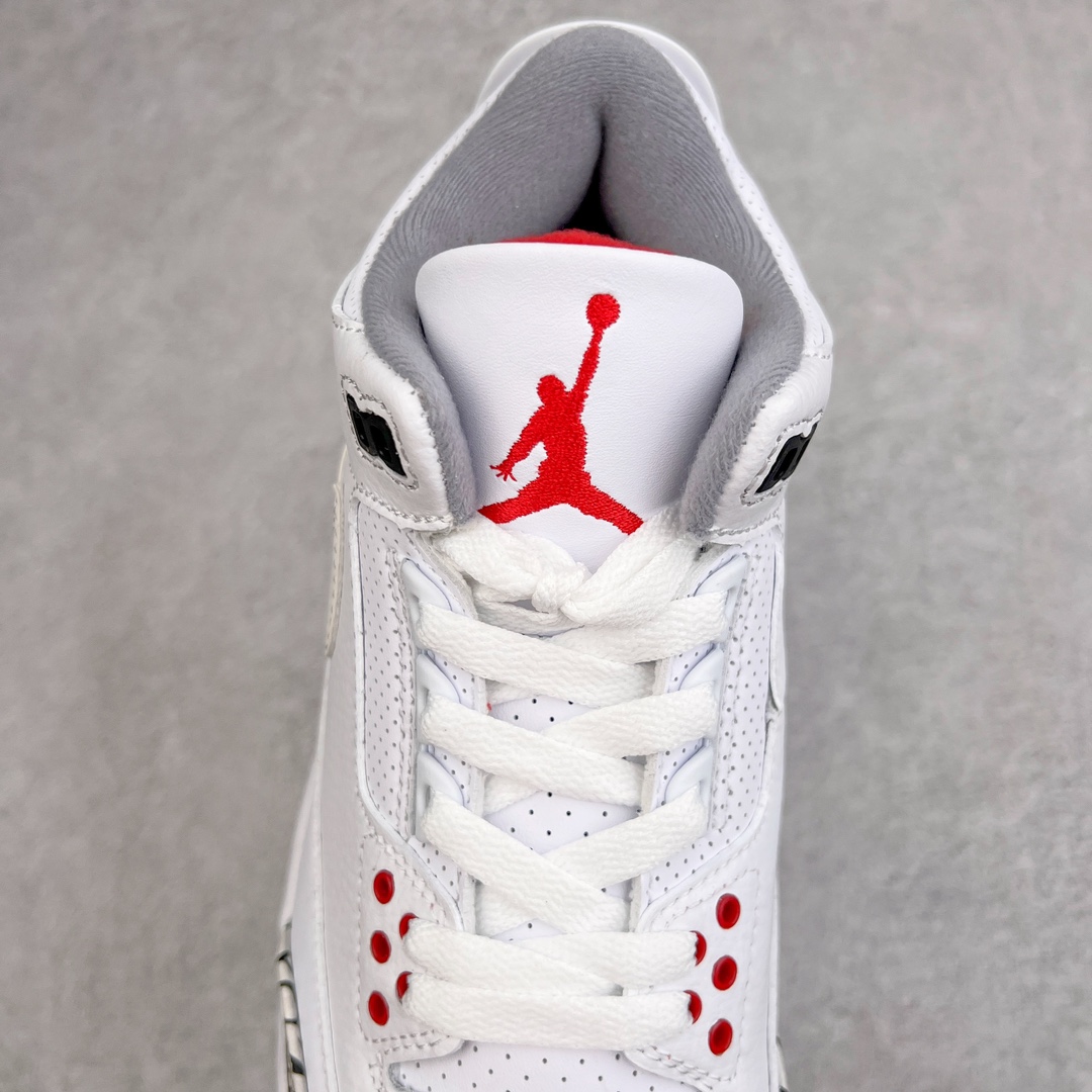 图片[5]-＃PB福利特价 Air Jordan AJ3 Retro 市场中端王者 全套原纸板楦头开发 原厂大底磨具加持立体防滑纹理 原装可视Air Sole气垫 原汁原味最完美的三代版型 唯一正确鞋头趴度弧度高度鞋身腰线 此版本只针对中端市场 皮料材质有所更替 其他数据细节工艺流程均保持一致 绝不口嗨 细节品控鞋型随意秒杀市面3XX 4XX 原厂TPU后跟饰片 正确内里反口里网布 皮料菱角分明不变形无多余毛边 正确手工大底描漆拉丝 市场唯一原厂鞋扣模具 原厂织唛标 原厂飞人电绣工艺 尾指中部跳三针 独家绑鞋带手法 印刷中底布 四线拉帮 米色美纹纸贴合固定 进口港宝加持 后跟自然饱满 全鞋荧光划线卡点 追求极致完美 每一双都是工艺品 多重QC质检 超越公司货的品控标准 实实在在的免检产品 尺码：40 40.5 41 42 42.5 43 44 44.5 45 45.5 46 47.5-选品中心