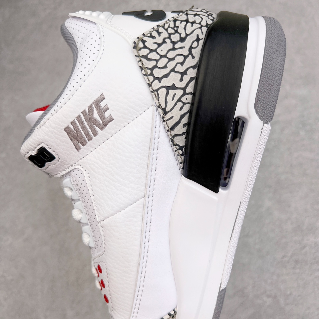 图片[7]-＃PB福利特价 Air Jordan AJ3 Retro 市场中端王者 全套原纸板楦头开发 原厂大底磨具加持立体防滑纹理 原装可视Air Sole气垫 原汁原味最完美的三代版型 唯一正确鞋头趴度弧度高度鞋身腰线 此版本只针对中端市场 皮料材质有所更替 其他数据细节工艺流程均保持一致 绝不口嗨 细节品控鞋型随意秒杀市面3XX 4XX 原厂TPU后跟饰片 正确内里反口里网布 皮料菱角分明不变形无多余毛边 正确手工大底描漆拉丝 市场唯一原厂鞋扣模具 原厂织唛标 原厂飞人电绣工艺 尾指中部跳三针 独家绑鞋带手法 印刷中底布 四线拉帮 米色美纹纸贴合固定 进口港宝加持 后跟自然饱满 全鞋荧光划线卡点 追求极致完美 每一双都是工艺品 多重QC质检 超越公司货的品控标准 实实在在的免检产品 尺码：40 40.5 41 42 42.5 43 44 44.5 45 45.5 46 47.5-选品中心