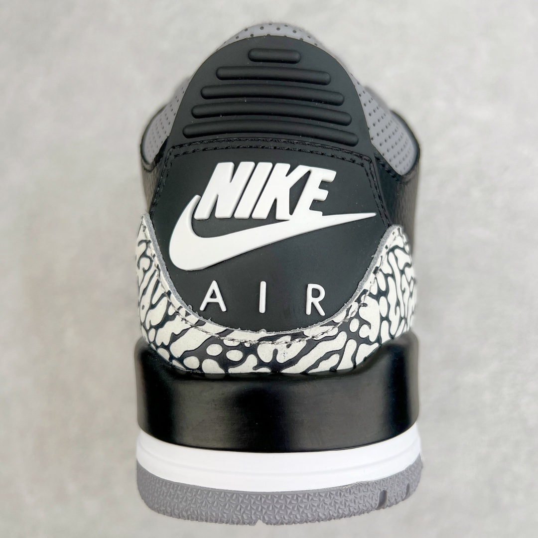 图片[8]-💰130 ＃PB版 福利特价‼Air Jordan AJ3 Retro 黑水泥 854262-001 市场中端王者 全套原纸板楦头开发 原厂大底磨具加持立体防滑纹理 原装可视Air Sole气垫 原汁原味最完美的三代版型 唯一正确鞋头趴度弧度高度鞋身腰线 此版本只针对中端市场 皮料材质有所更替 其他数据细节工艺流程均保持一致 绝不口嗨 细节品控鞋型随意秒杀市面3XX 4XX 原厂TPU后跟饰片 正确内里反口里网布 皮料菱角分明不变形无多余毛边 正确手工大底描漆拉丝 市场唯一原厂鞋扣模具 原厂织唛标 原厂飞人电绣工艺 尾指中部跳三针 独家绑鞋带手法 印刷中底布 四线拉帮 米色美纹纸贴合固定 进口港宝加持 后跟自然饱满 全鞋荧光划线卡点 追求极致完美 每一双都是工艺品 多重QC质检 超越公司货的品控标准 实实在在的免检产品 尺码：40 40.5 41 42 42.5 43 44 44.5 45 45.5 46 47.5 编码：by2936000-运动鞋