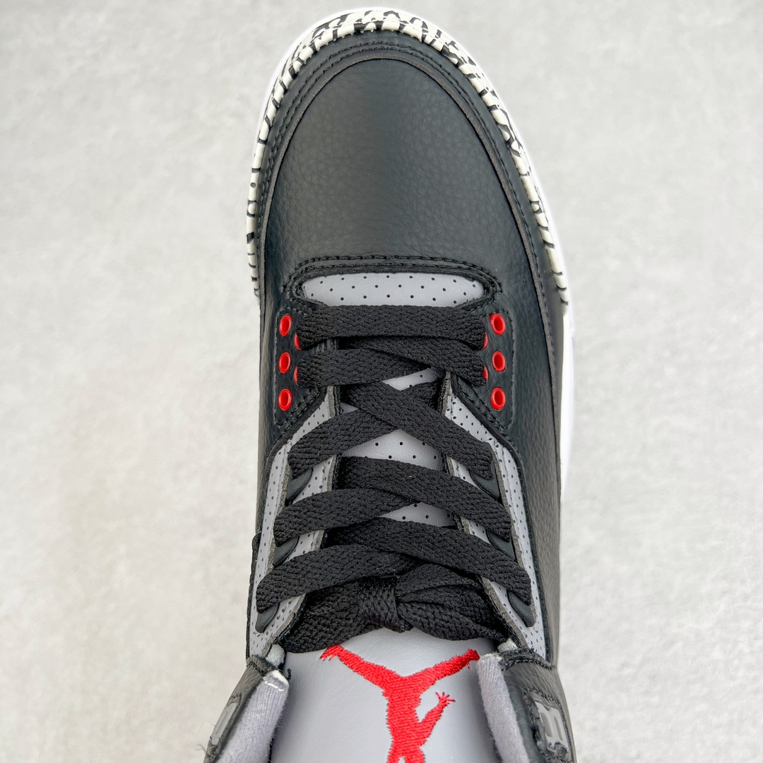 图片[4]-💰130 ＃PB版 福利特价‼Air Jordan AJ3 Retro 黑水泥 854262-001 市场中端王者 全套原纸板楦头开发 原厂大底磨具加持立体防滑纹理 原装可视Air Sole气垫 原汁原味最完美的三代版型 唯一正确鞋头趴度弧度高度鞋身腰线 此版本只针对中端市场 皮料材质有所更替 其他数据细节工艺流程均保持一致 绝不口嗨 细节品控鞋型随意秒杀市面3XX 4XX 原厂TPU后跟饰片 正确内里反口里网布 皮料菱角分明不变形无多余毛边 正确手工大底描漆拉丝 市场唯一原厂鞋扣模具 原厂织唛标 原厂飞人电绣工艺 尾指中部跳三针 独家绑鞋带手法 印刷中底布 四线拉帮 米色美纹纸贴合固定 进口港宝加持 后跟自然饱满 全鞋荧光划线卡点 追求极致完美 每一双都是工艺品 多重QC质检 超越公司货的品控标准 实实在在的免检产品 尺码：40 40.5 41 42 42.5 43 44 44.5 45 45.5 46 47.5 编码：by2936000-运动鞋