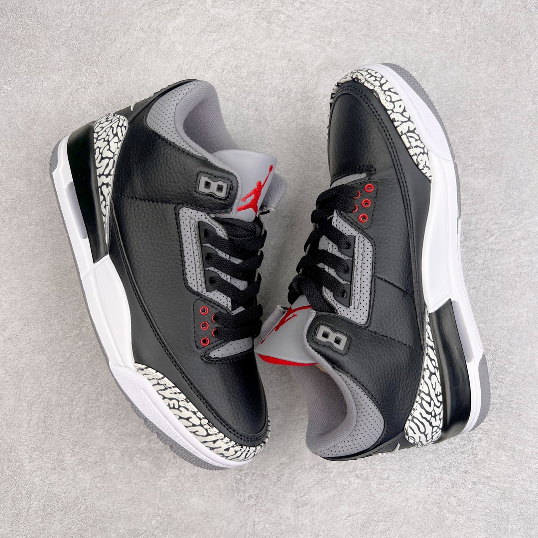 图片[3]-💰130 ＃PB版 福利特价‼Air Jordan AJ3 Retro 黑水泥 854262-001 市场中端王者 全套原纸板楦头开发 原厂大底磨具加持立体防滑纹理 原装可视Air Sole气垫 原汁原味最完美的三代版型 唯一正确鞋头趴度弧度高度鞋身腰线 此版本只针对中端市场 皮料材质有所更替 其他数据细节工艺流程均保持一致 绝不口嗨 细节品控鞋型随意秒杀市面3XX 4XX 原厂TPU后跟饰片 正确内里反口里网布 皮料菱角分明不变形无多余毛边 正确手工大底描漆拉丝 市场唯一原厂鞋扣模具 原厂织唛标 原厂飞人电绣工艺 尾指中部跳三针 独家绑鞋带手法 印刷中底布 四线拉帮 米色美纹纸贴合固定 进口港宝加持 后跟自然饱满 全鞋荧光划线卡点 追求极致完美 每一双都是工艺品 多重QC质检 超越公司货的品控标准 实实在在的免检产品 尺码：40 40.5 41 42 42.5 43 44 44.5 45 45.5 46 47.5 编码：by2936000-运动鞋