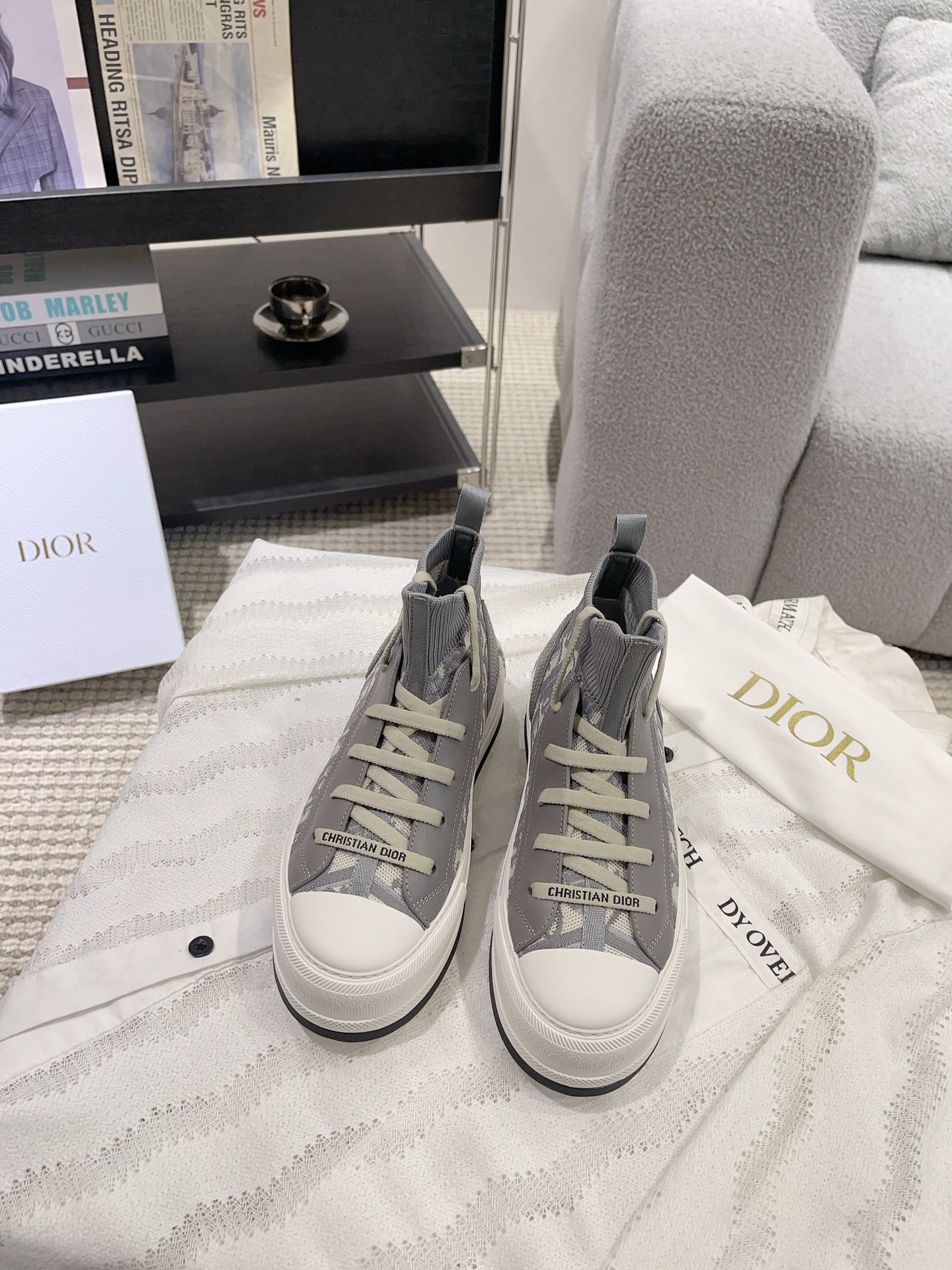 Dior Shoes Sneakers Yellow Cotton Knitting TPU Summer Collection Oblique Sweatpants