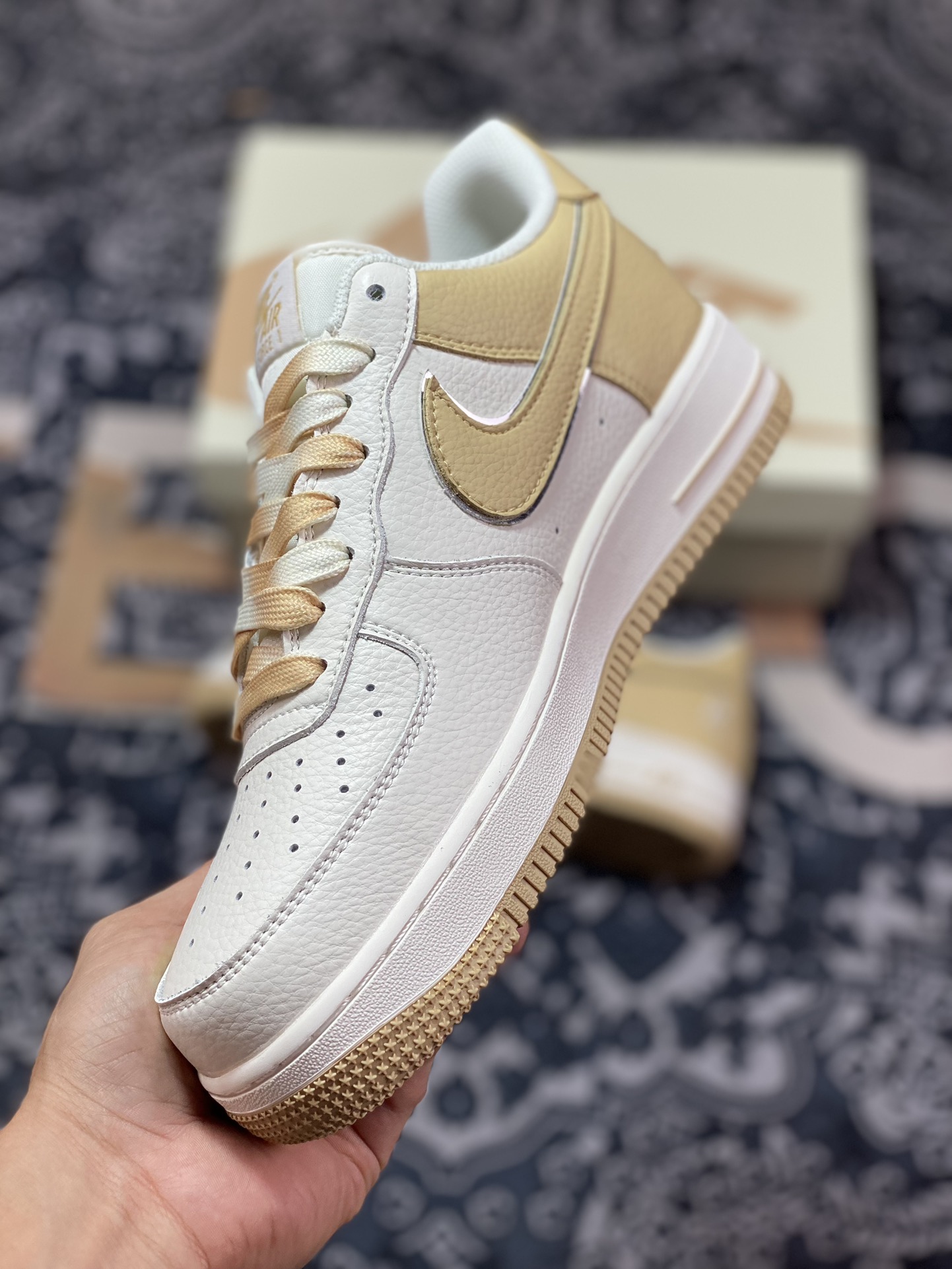 Fat Joe x Nike Air Force 1 Low ”Terror Squad” Air Force One classic low-top sneakers ”Splicing beige light brown TS embroidery” IO5636-111