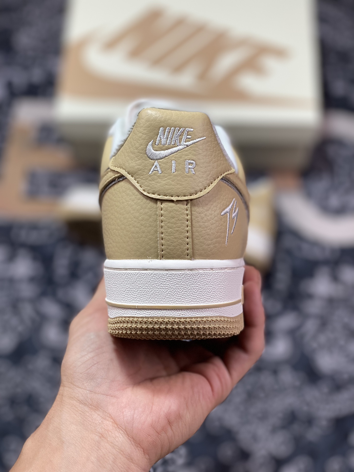 Fat Joe x Nike Air Force 1 Low ”Terror Squad” Air Force One classic low-top sneakers ”Splicing beige light brown TS embroidery” IO5636-111