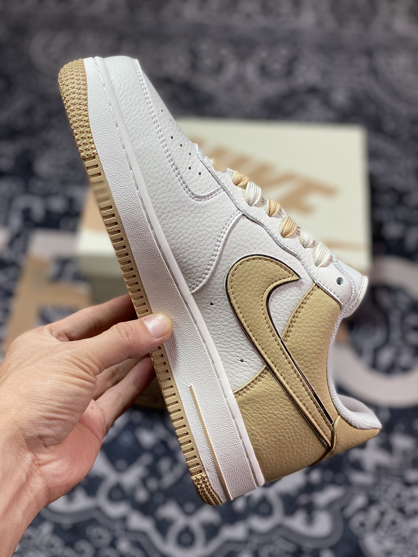 Fat Joe x Nike Air Force 1 Low ”Terror Squad” Air Force One classic low-top sneakers ”Splicing beige light brown TS embroidery” IO5636-111