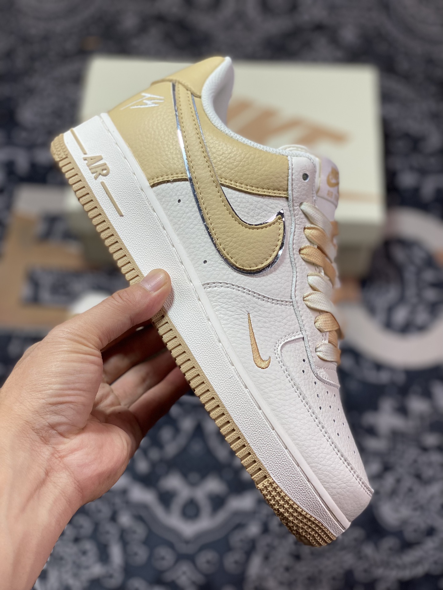 Fat Joe x Nike Air Force 1 Low ”Terror Squad” Air Force One classic low-top sneakers ”Splicing beige light brown TS embroidery” IO5636-111