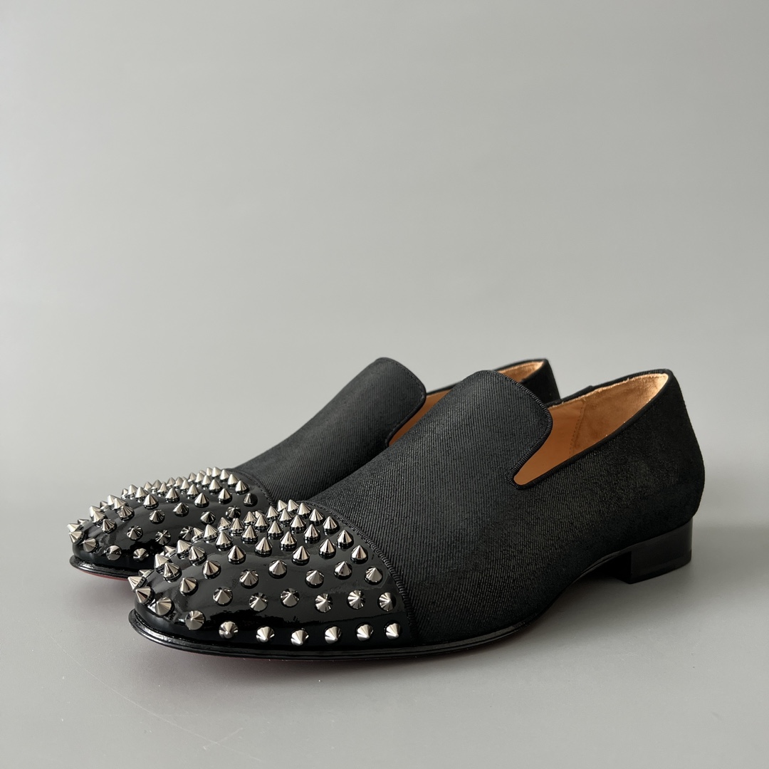 Christian Louboutin Shoes Plain Toe Black Cowhide Fashion Casual