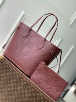 Louis Vuitton LV Neverfull Bags Handbags Burgundy Red Empreinte​ M45685