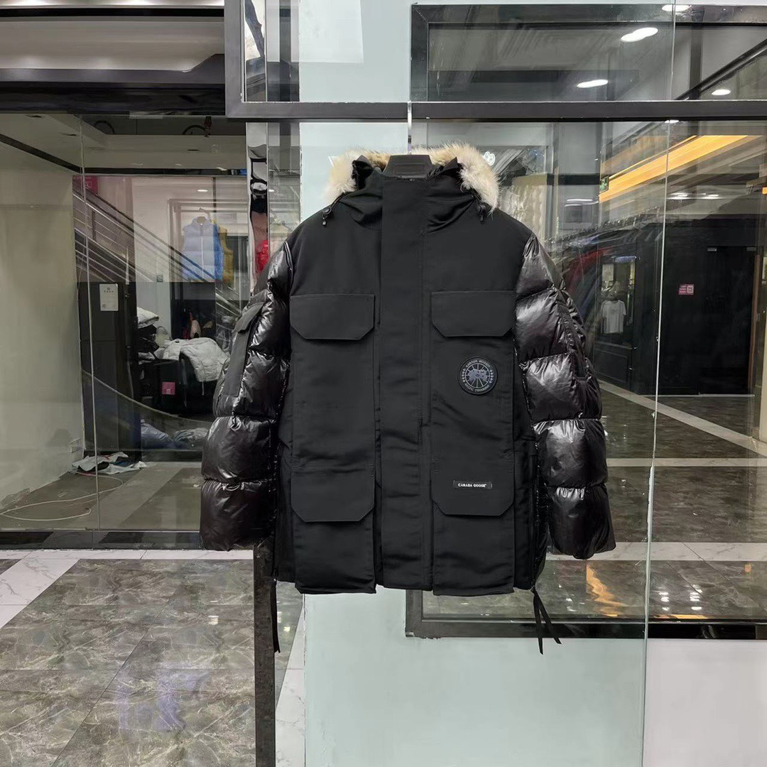 Guangzhou high-end Canada Goose Expedition jacket in 4 colors (black, white, pink, gray). Sustainable design, classic style, sizes XS-XL.-Big cat