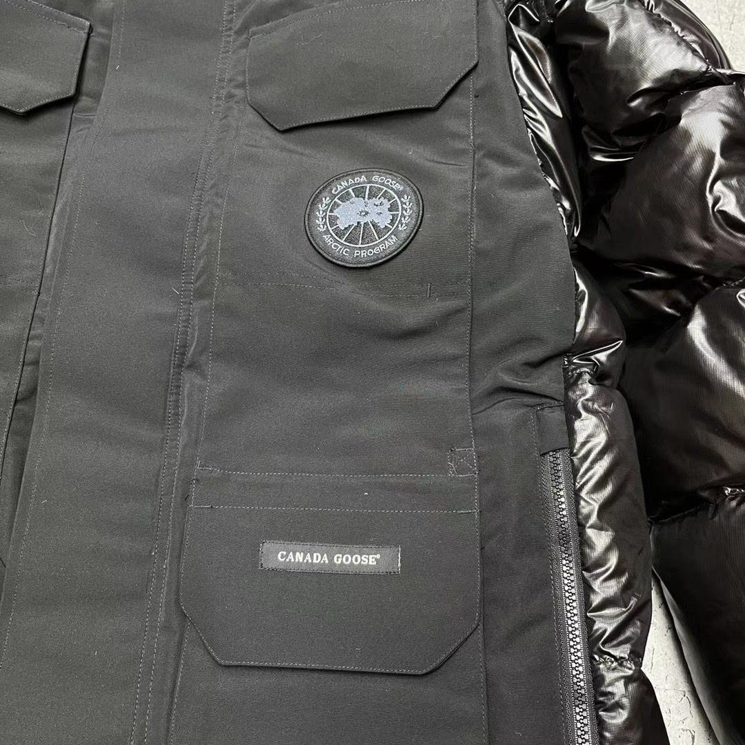 Guangzhou high-end Canada Goose Expedition jacket in 4 colors (black, white, pink, gray). Sustainable design, classic style, sizes XS-XL.-Big cat