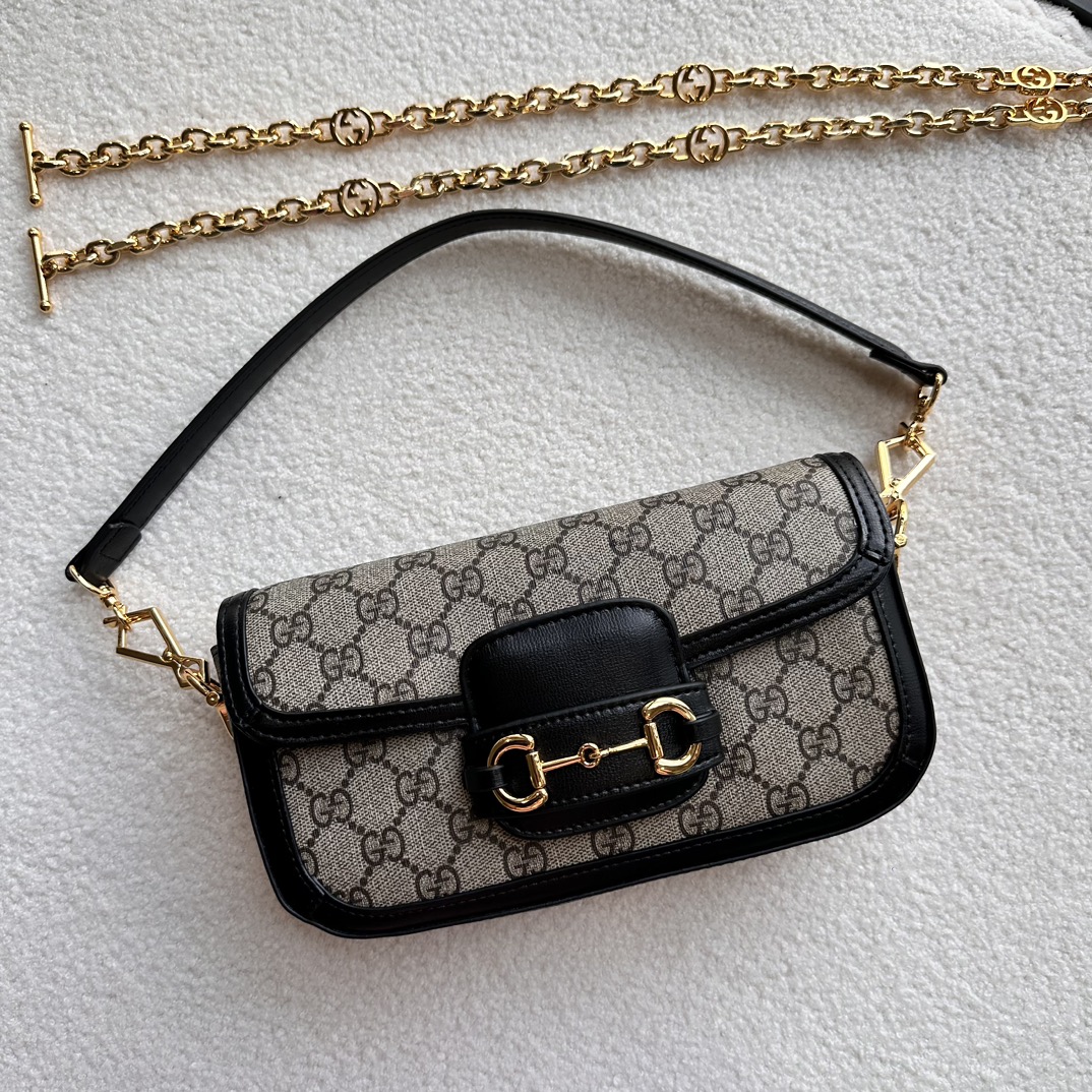 Gucci Horsebit 1955 Beige Black GG Supreme crossbody everyday