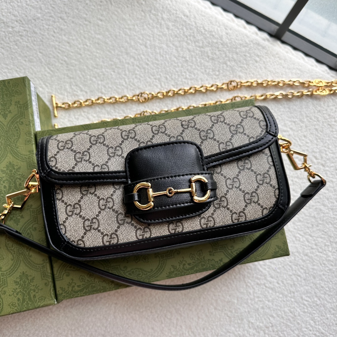 Gucci Horsebit 1955 Beige Black GG Supreme crossbody everyday