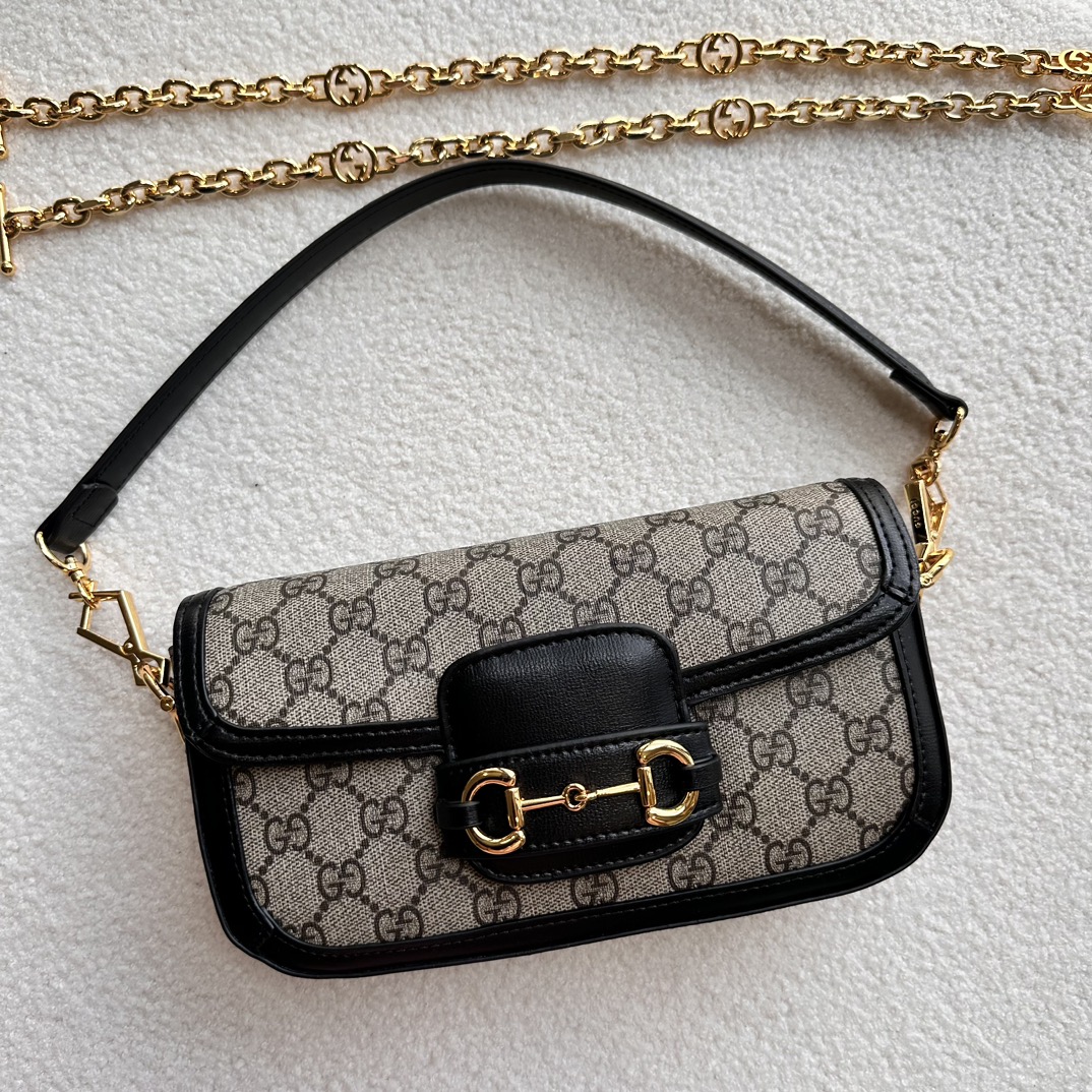 Gucci Horsebit 1955 Beige Black GG Supreme crossbody everyday