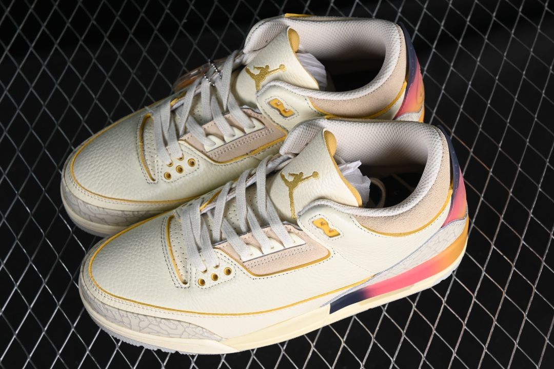 💰190真标💰280公司级💰380纯原
J.Balvin x Air Jordan 3 Retro AJ3 乔3彩虹渐变 FN0344-901
#鞋身以米白色皮革覆盖,搭配经典的灰白色爆裂纹设计。中底与后跟部分均带有"彩虹渐变"效果,后跟分别以元年Nike AIR以及笑脸Logo呈现,彰显联名身份。
尺码:36 36.5 37.5 38 38.5 39 40 40.5 41 42 42.5 43 44 44.5 45 46 99D4
