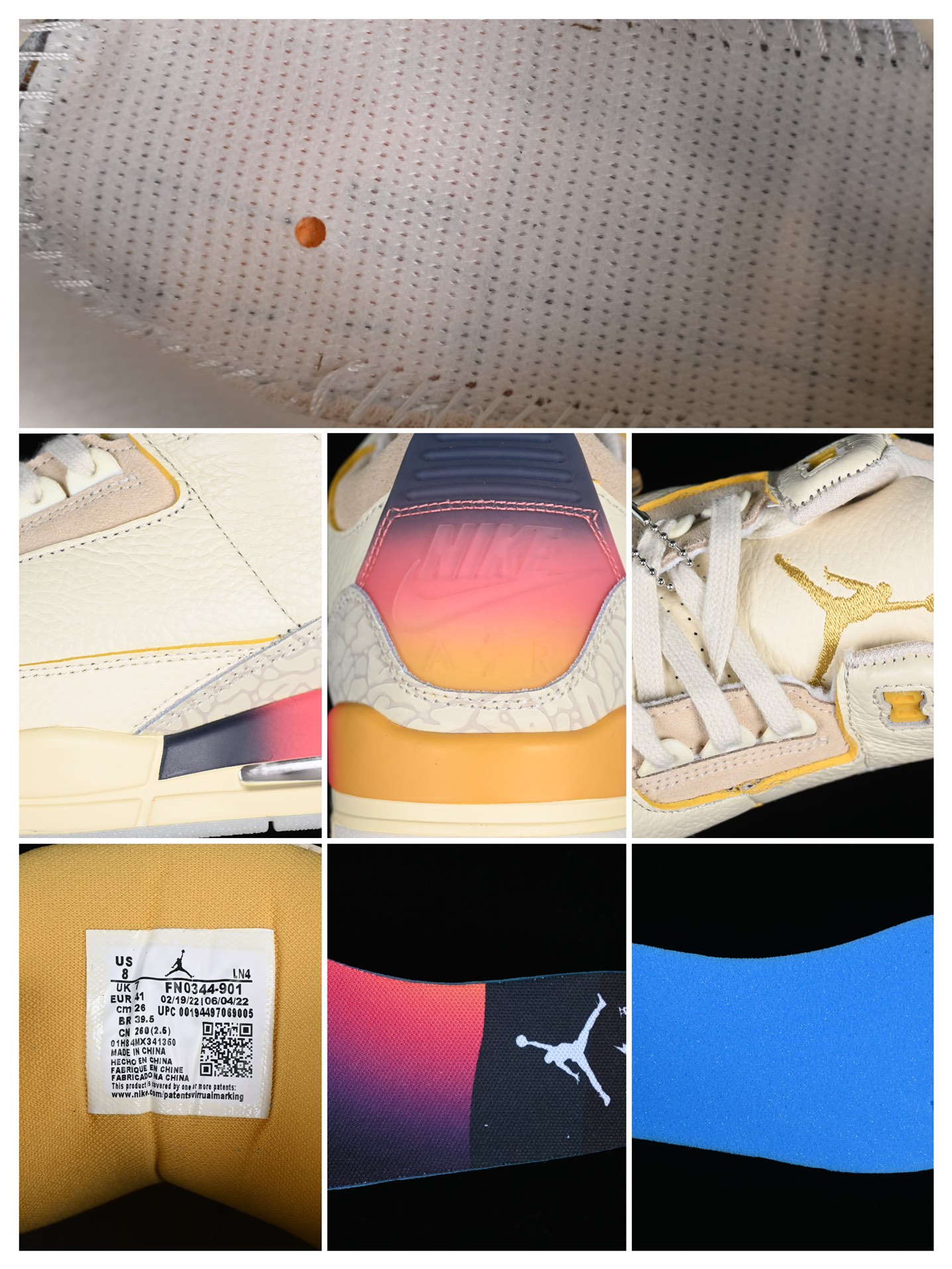 💰190真标💰280公司级💰380纯原
J.Balvin x Air Jordan 3 Retro AJ3 乔3彩虹渐变 FN0344-901
#鞋身以米白色皮革覆盖,搭配经典的灰白色爆裂纹设计。中底与后跟部分均带有"彩虹渐变"效果,后跟分别以元年Nike AIR以及笑脸Logo呈现,彰显联名身份。
尺码:36 36.5 37.5 38 38.5 39 40 40.5 41 42 42.5 43 44 44.5 45 46 99D4