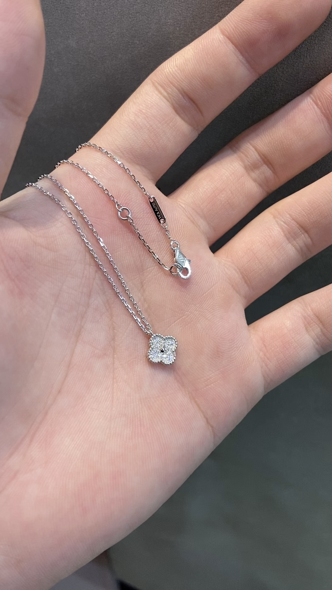 Van Cleef & Arpels vca mini满钻 白金色