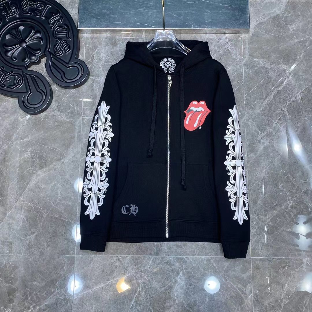 Sell Online Luxury Designer
 Chrome Hearts Clothing Coats & Jackets Black Printing Unisex Winter Collection Hooded Top