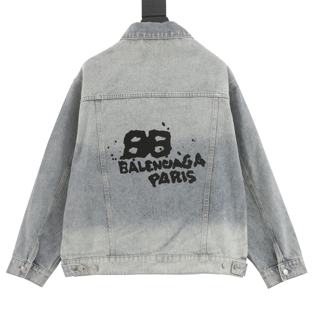 Balenciaga/巴黎世家 喷墨印花水洗仔外套