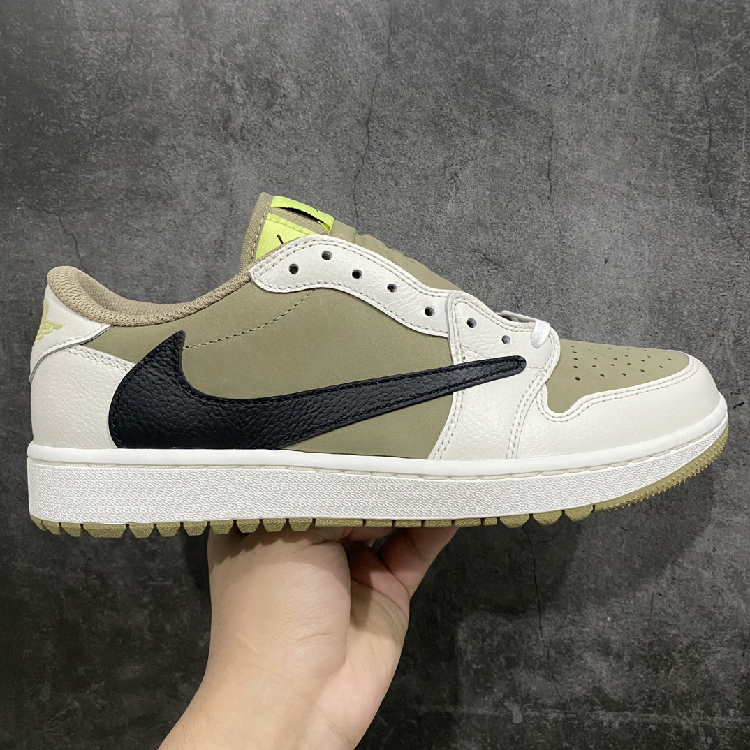 [PK Pure Original] Travis Scott x Air Jordan AJ1 Low Golf ”Olive” TS Joint Inverted Hook Golf Low Top 6.0 FZ3124-200