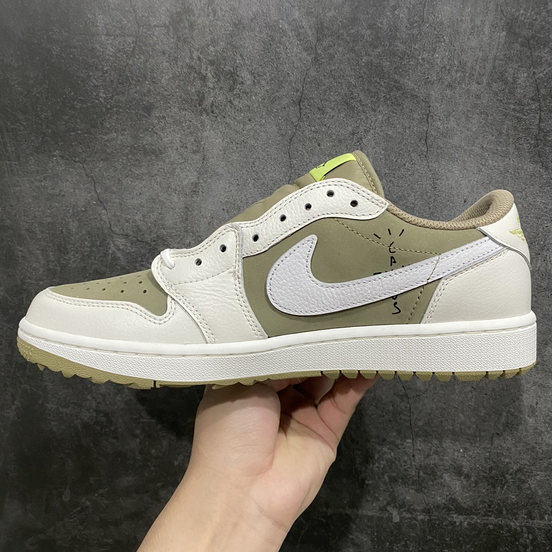 [PK Pure Original] Travis Scott x Air Jordan AJ1 Low Golf ”Olive” TS Joint Inverted Hook Golf Low Top 6.0 FZ3124-200