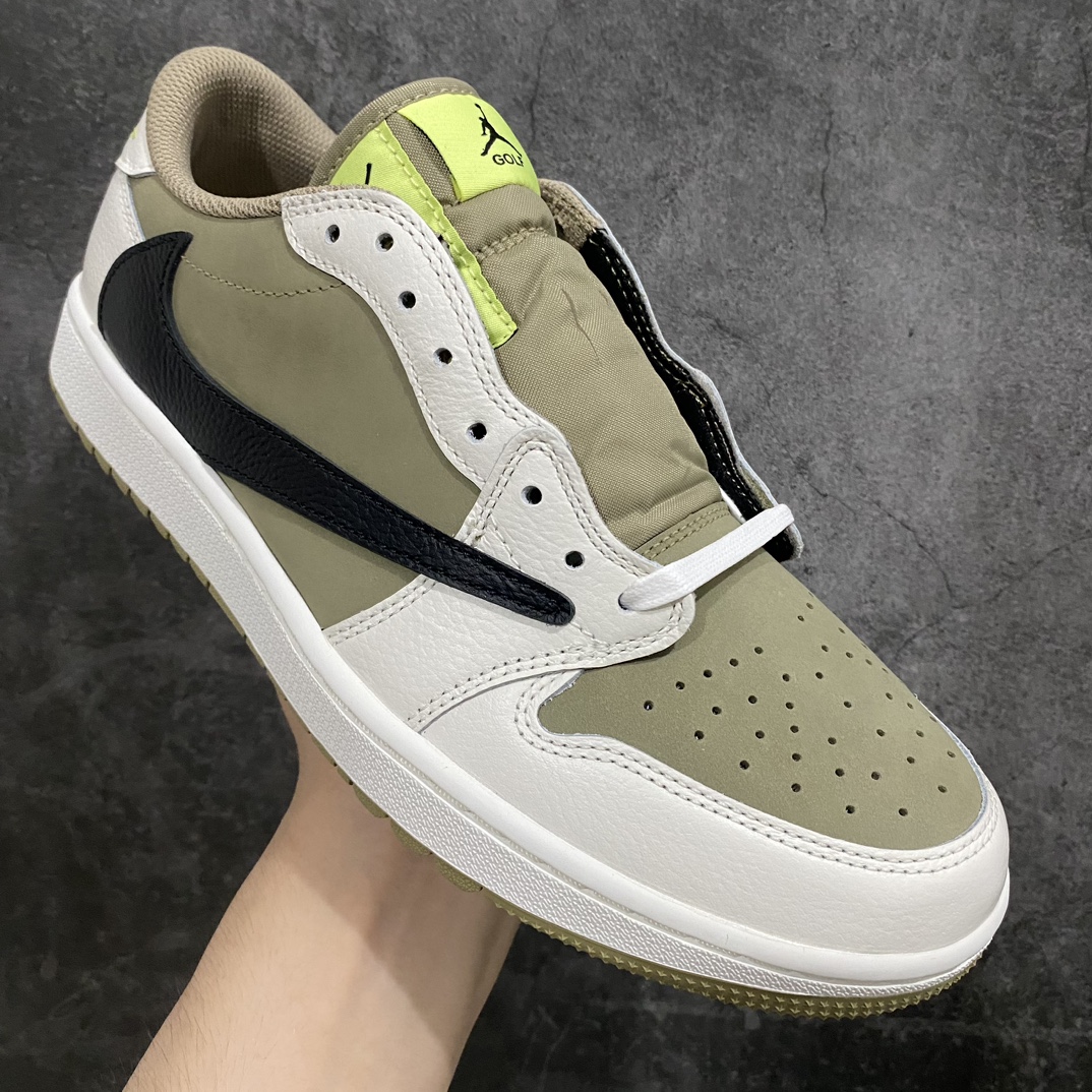 [PK Pure Original] Travis Scott x Air Jordan AJ1 Low Golf ”Olive” TS Joint Inverted Hook Golf Low Top 6.0 FZ3124-200