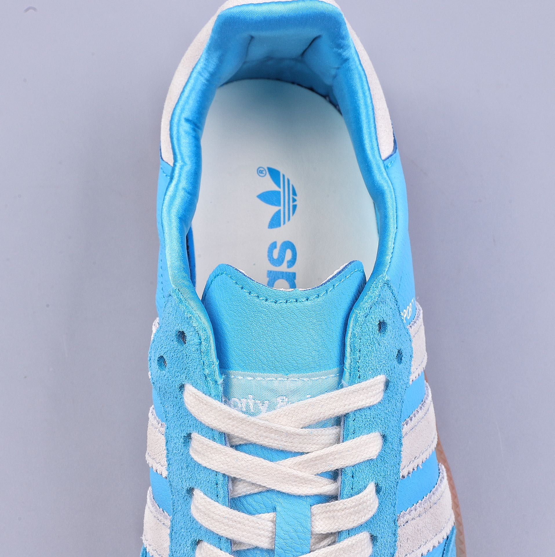 AD Originals Samba x SPORTY & RICH sky blue and white joint samba training shoes IE6975