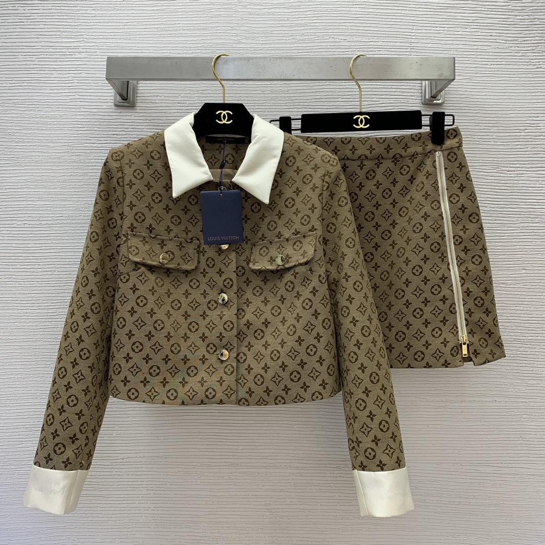 Louis Vuitton Clothing Coats & Jackets Shirts & Blouses Skirts Pink Splicing Fall/Winter Collection Fashion