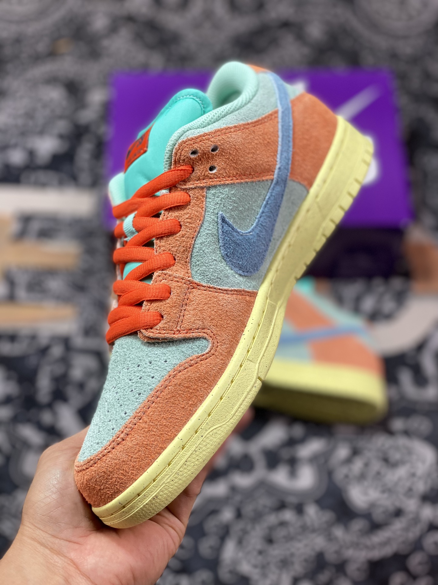 300 Nike SB Dunk Low Pro"Orange Aqua"扣篮系列低帮休闲运动滑板板鞋“翻毛湖水蓝亮橙”DV5429-800