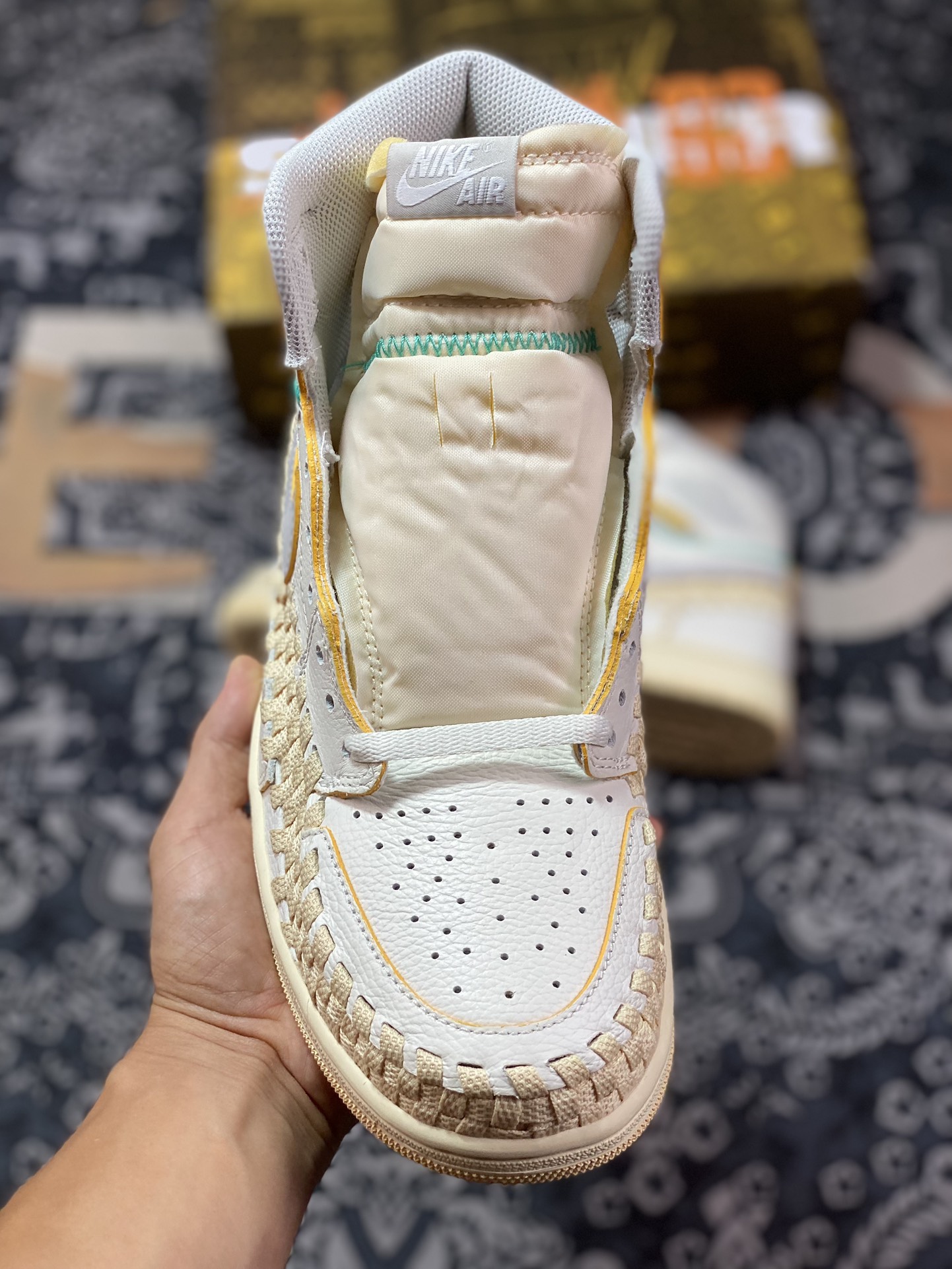 Selected Dongguan factory produced Union x Air Jordan 1 High ”Woven” joint AJ1 Qiao 1 high-top culture basketball shoes FD2565-100