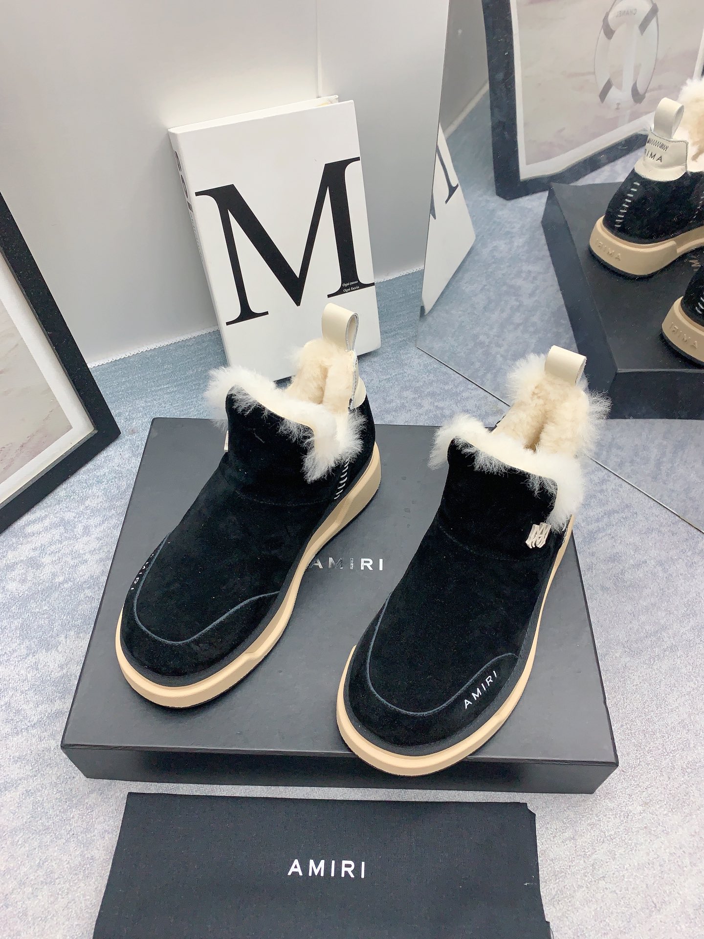 AMIRI Emir 2023 Winter Boots: Fur Shoes with Japanese Style and Zirconium Fabric - 图片 3