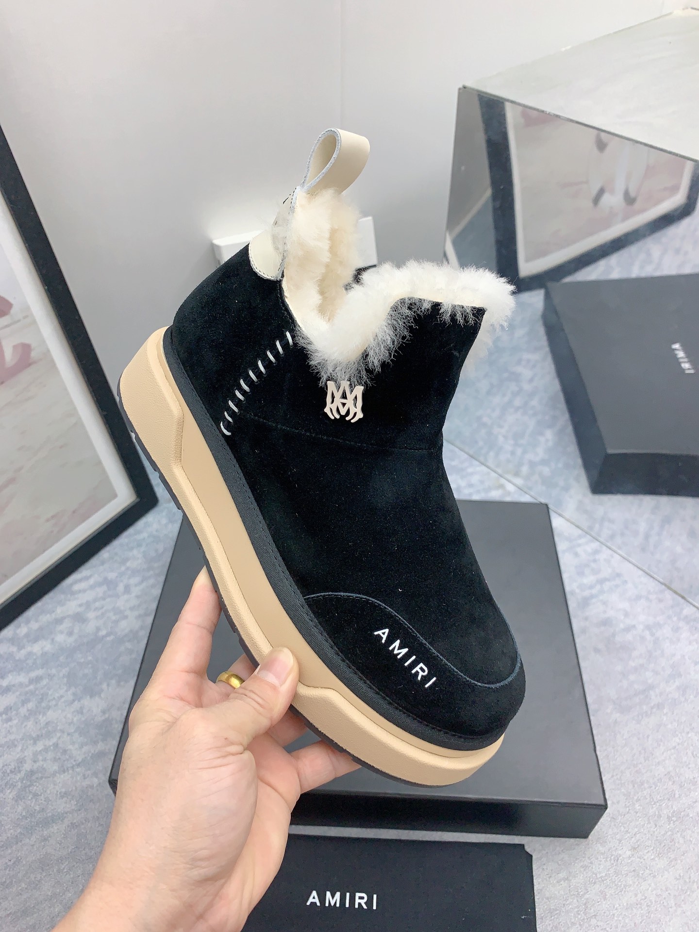 AMIRI Emir 2023 Winter Boots: Fur Shoes with Japanese Style and Zirconium Fabric - 图片 5