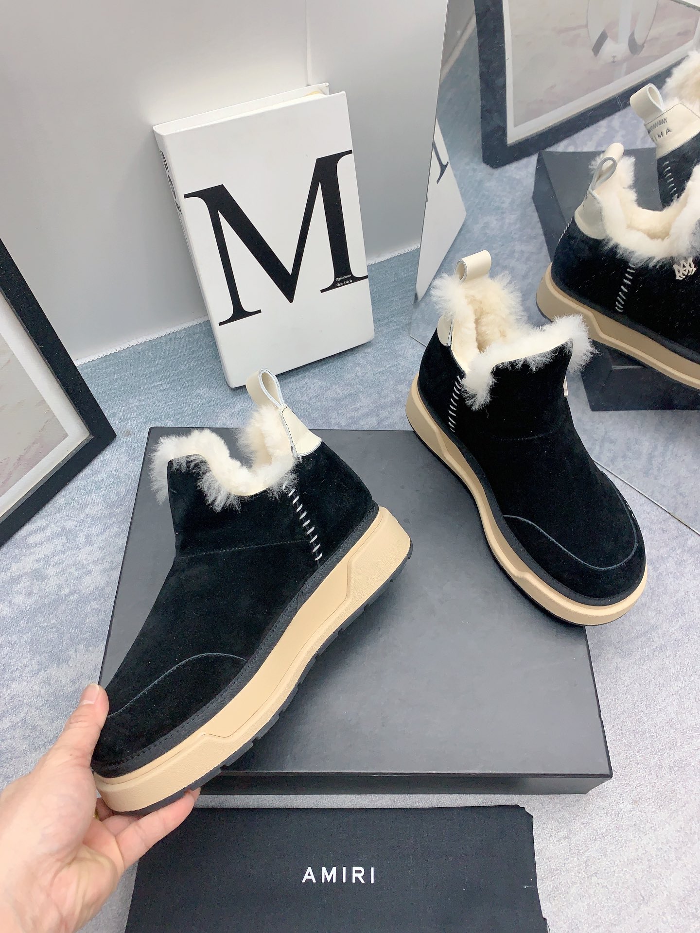 AMIRI Emir 2023 Winter Boots: Fur Shoes with Japanese Style and Zirconium Fabric - 图片 6