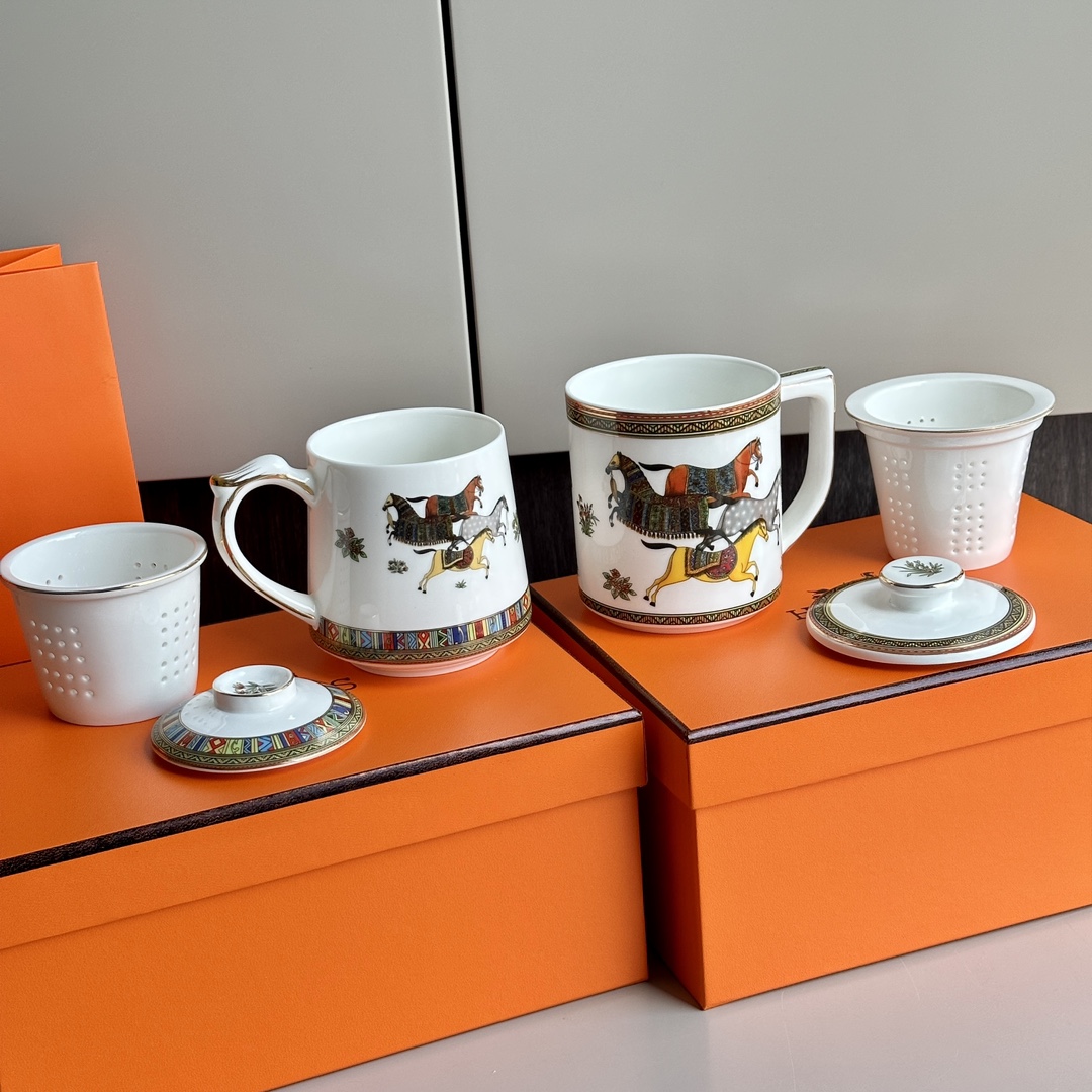 HERMÈS European-Style Fine Bone China Tea Infuser Mug - Comprehensive 5