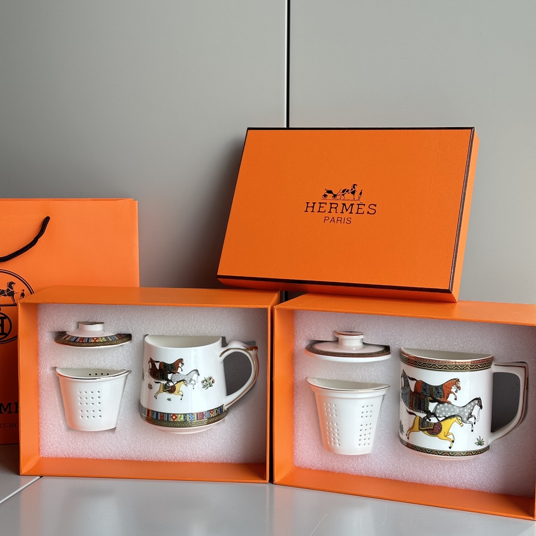 HERMÈS European-Style Fine Bone China Tea Infuser Mug - Comprehensive 2