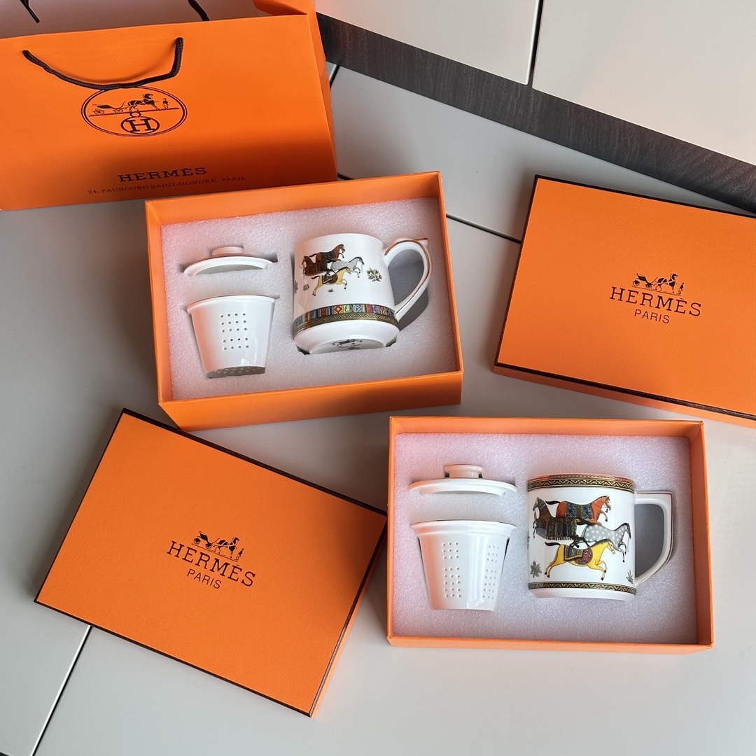 HERMÈS European-Style Fine Bone China Tea Infuser Mug - Comprehensive 3